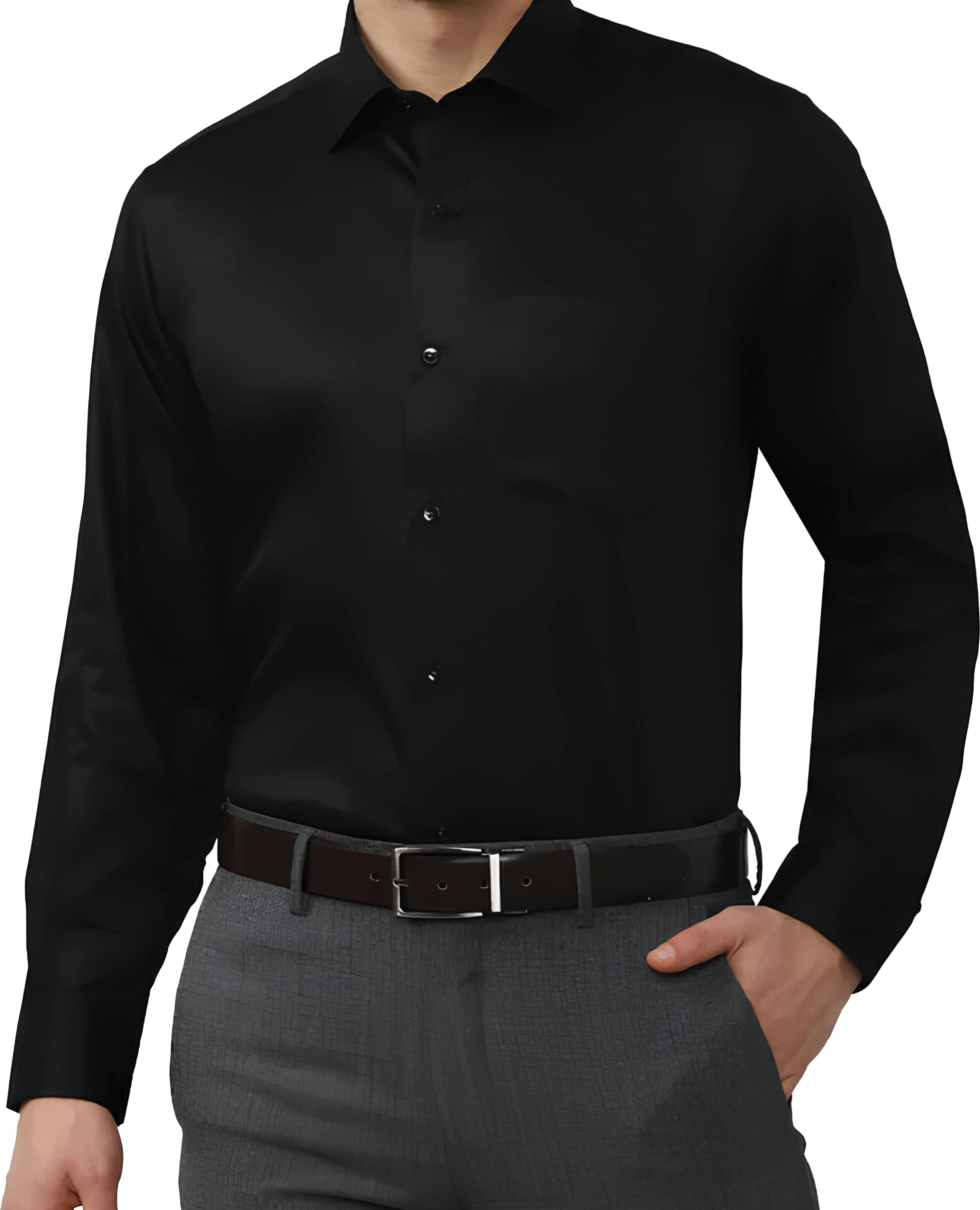     			BINAYAK Cotton Blend Regular Fit Full Sleeves Men's Formal Shirt - Black ( Pack of 1 )