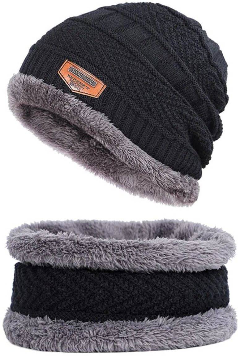     			Bolax Pack of 2 Woollen Men's Cap ( Black )