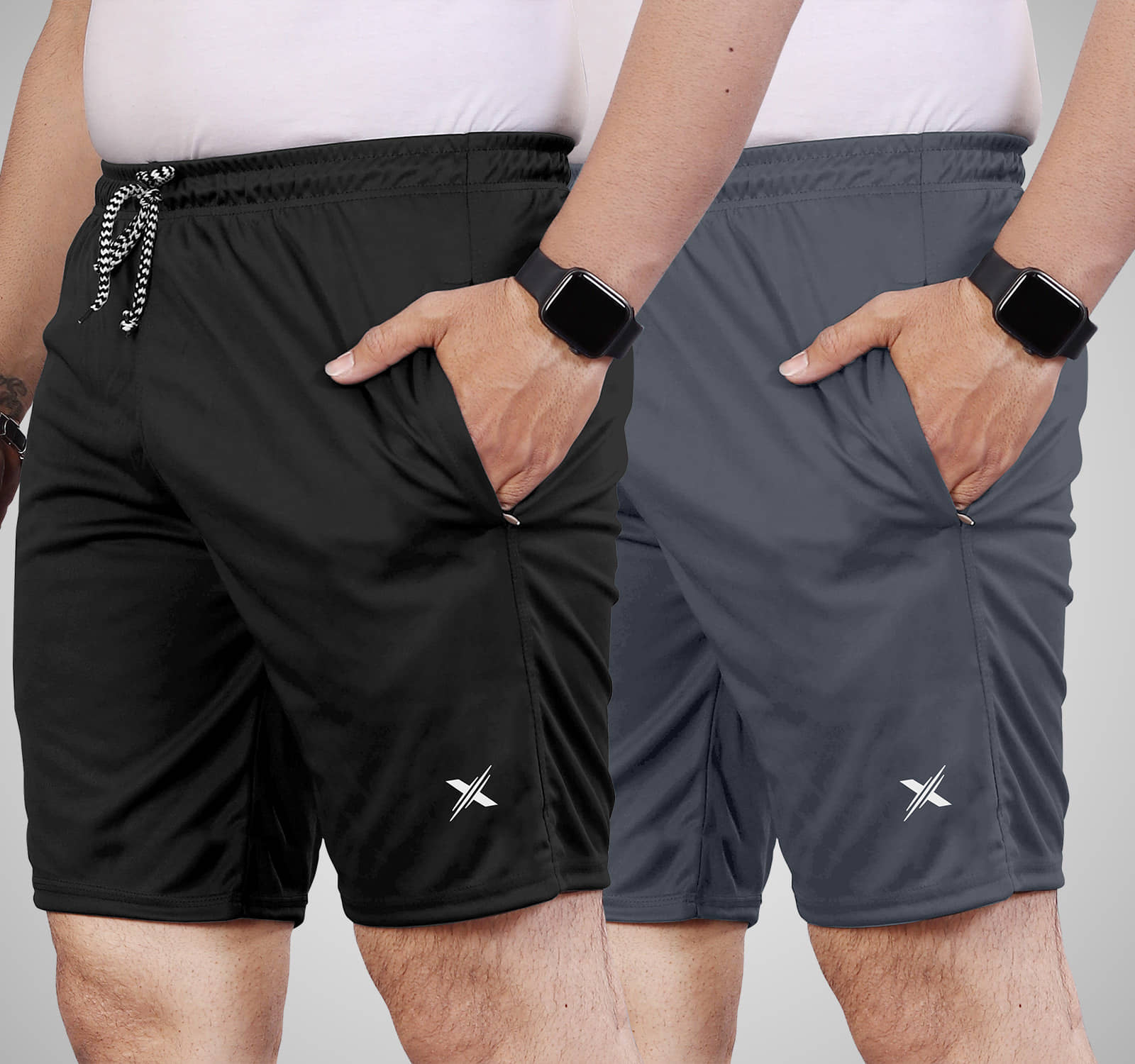 FTX Dark Grey Lycra Men's Shorts ( Pack of 2 ) - Shorts | Buy online on ZillyBuy