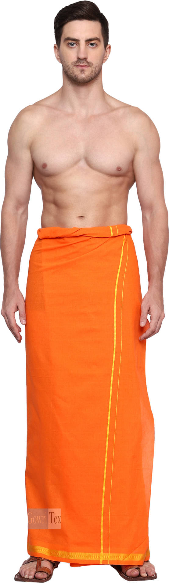 GOWRI TEX Cotton Blend Men's Dhoti Orange ( Pack of 1 ) GOWRI TEX Cotton Blend Men's Dhoti Orange ( Pack of 1 )