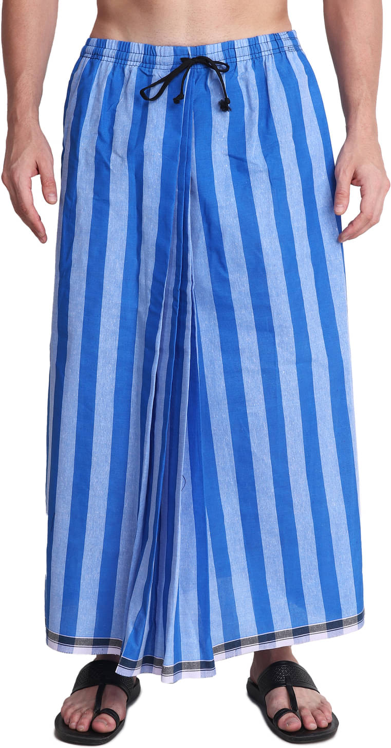     			GOWRI TEX Cotton Blend Men's Lungi Blue ( Pack of 1 )