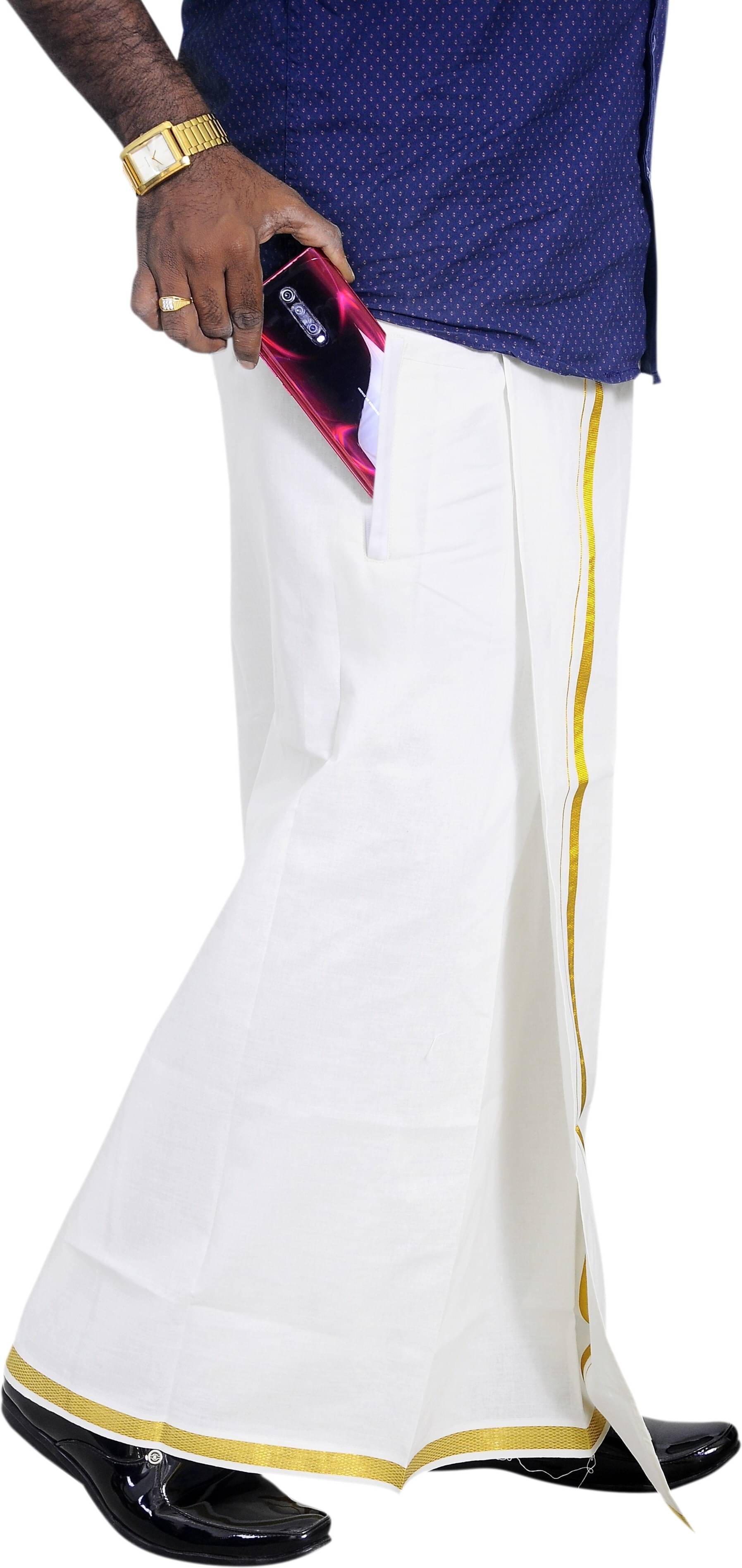 GOWRI TEX Cotton Men's Dhoti White ( Pack of 1 ) GOWRI TEX Cotton Men's Dhoti White ( Pack of 1 )