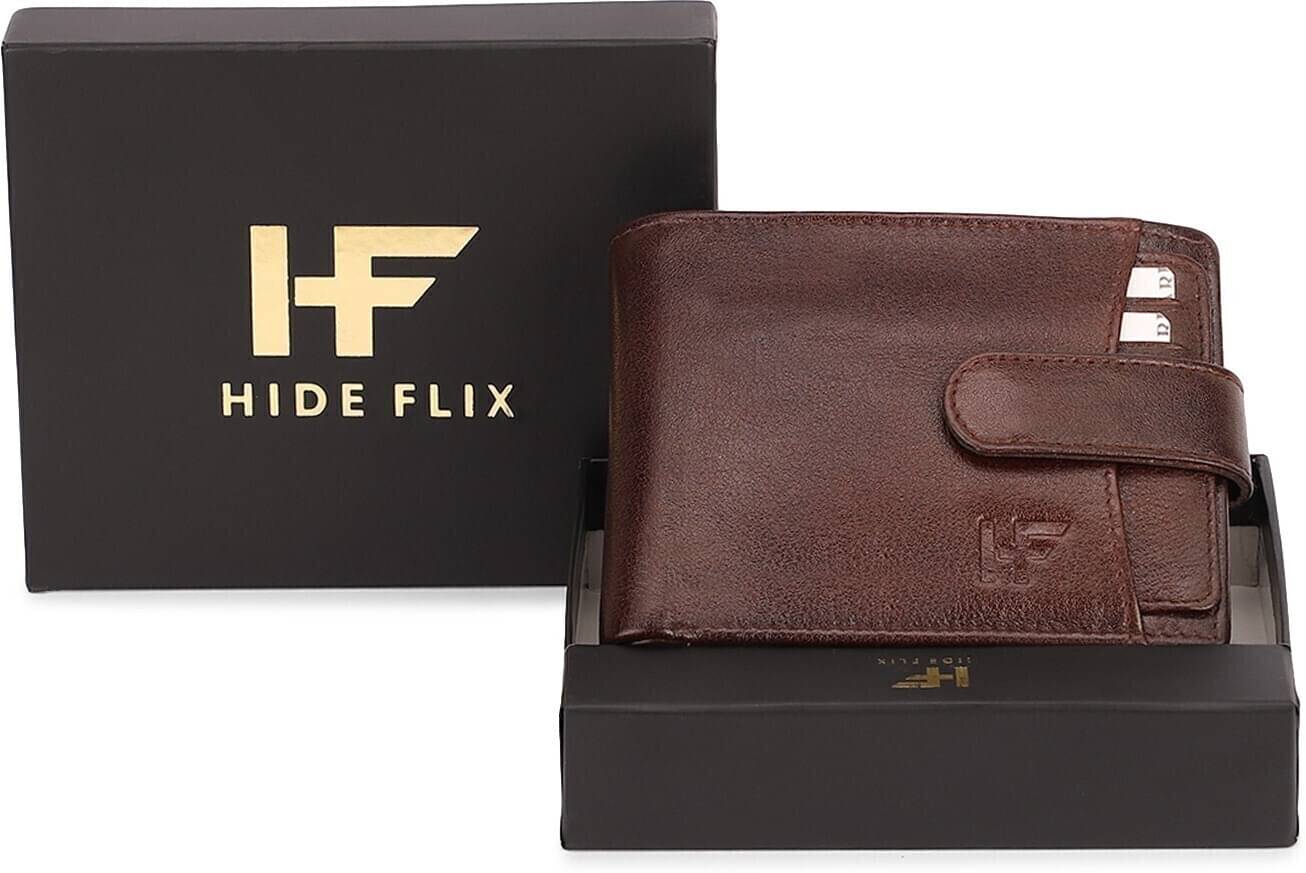    			HIDEFLIX 100% Leather Solid Men's Regular Wallet With 8 Slots For Card ( Black , Pack of 1 )