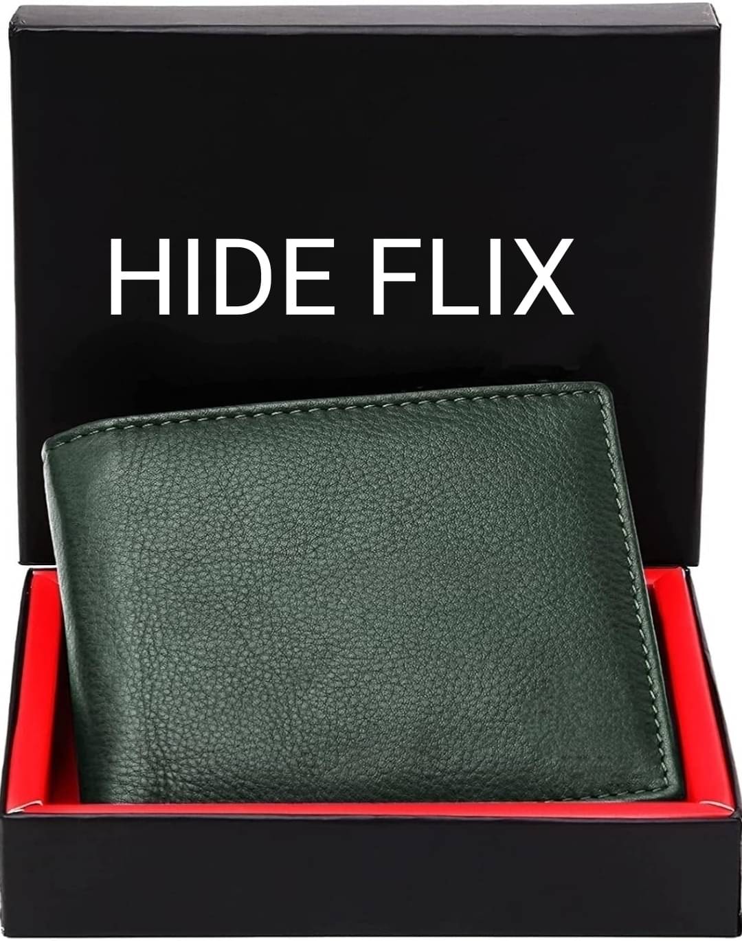     			HIDEFLIX 100% Leather Solid Men's Regular Wallet With 5 Slots For Card ( Green , Pack of 1 )