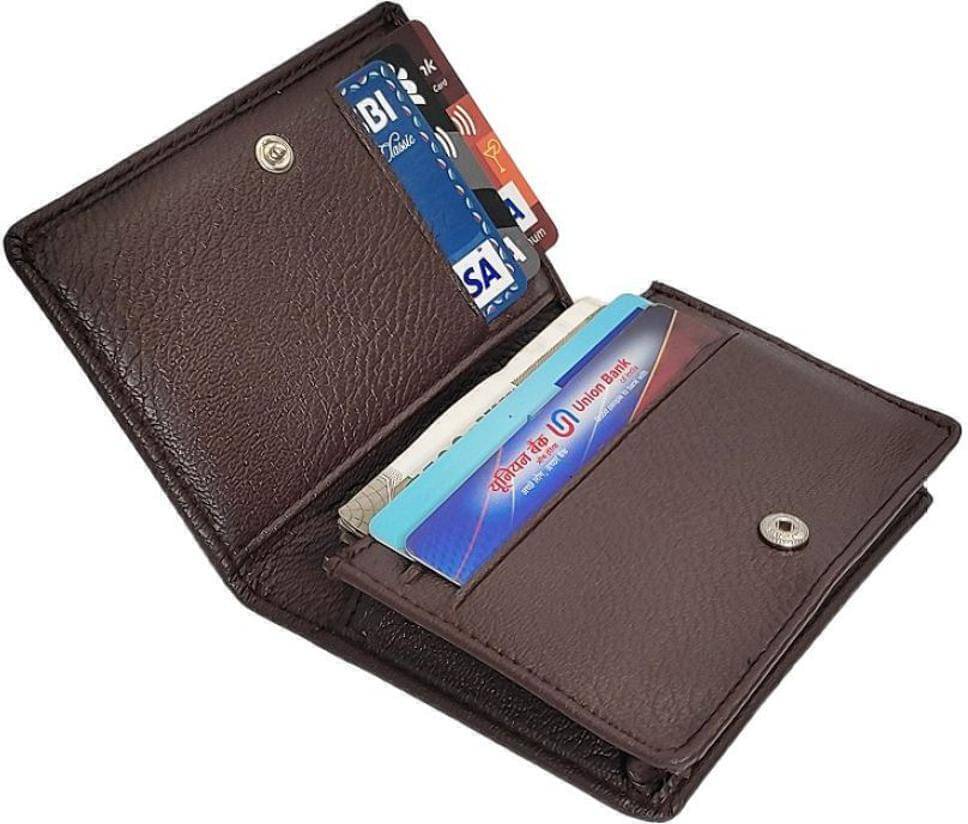     			HIDEFLIX PU Solid Men's Regular Wallet With 8 Slots For Card ( Brown , Pack of 1 )