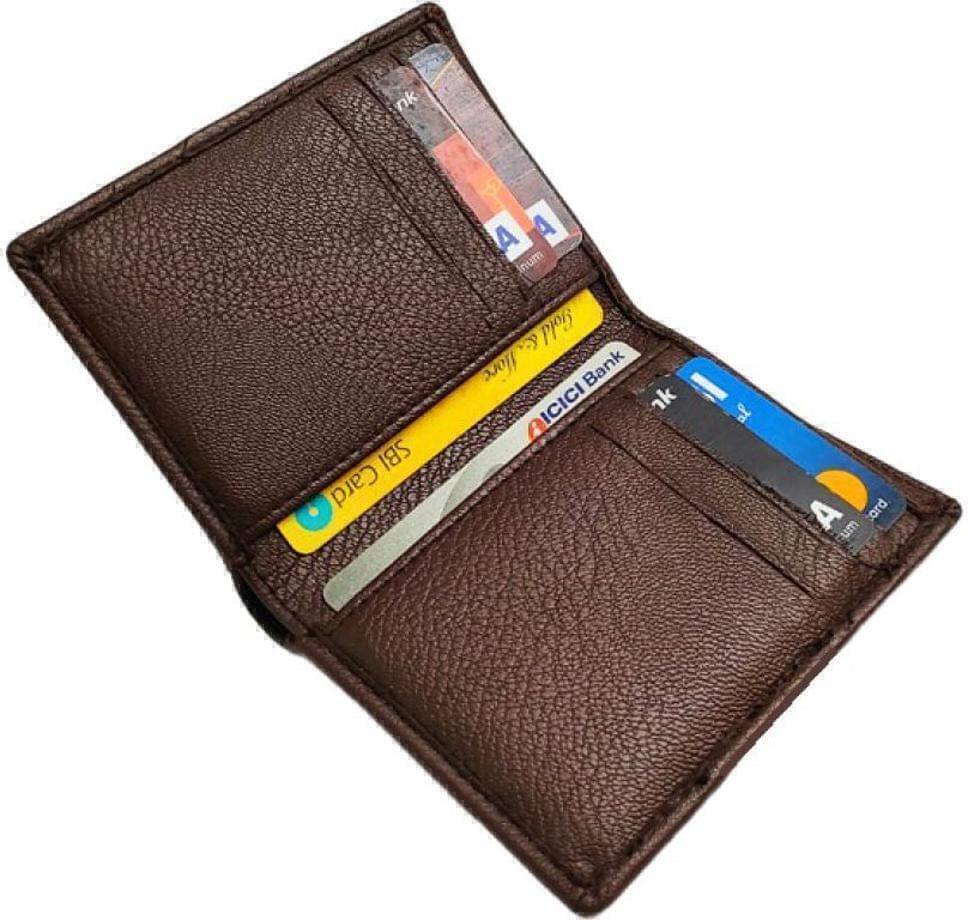     			HIDEFLIX PU Solid Men's Regular Wallet With 8 Slots For Card ( Brown , Pack of 1 )
