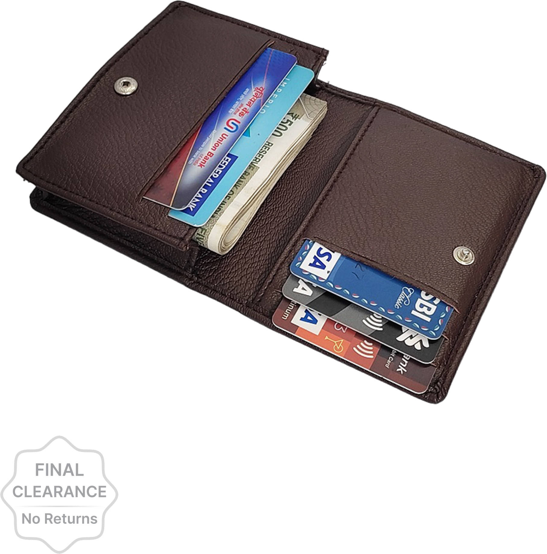     			HIDEFLIX PU Solid Men's Regular Wallet With 5 Slots For Card ( Brown , Pack of 1 )