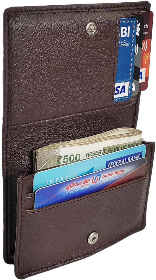     			HIDEFLIX PU Solid Men's Regular Wallet With 5 Slots For Card ( Brown , Pack of 1 )