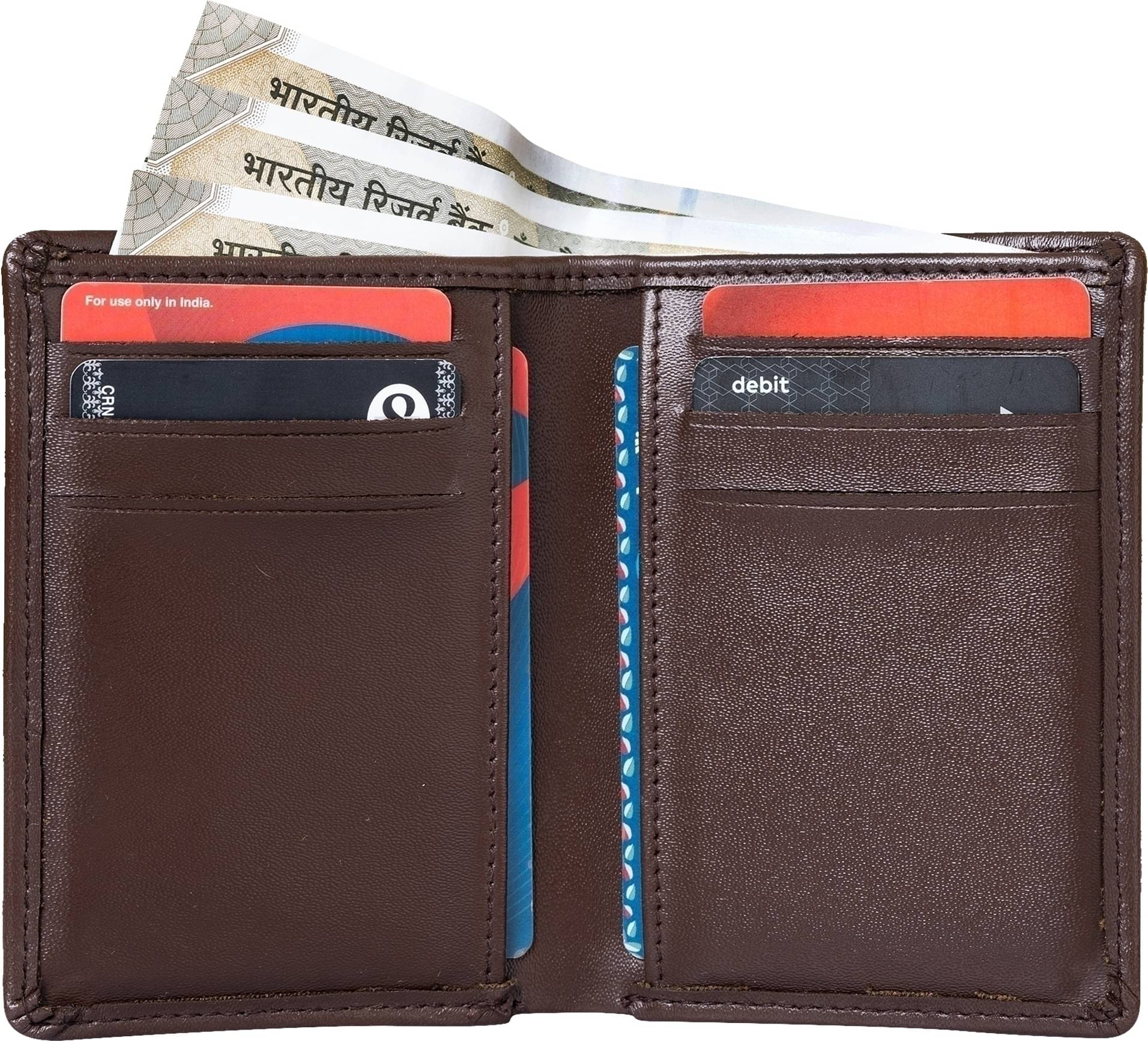     			HIDEFLIX PU Solid Men's Regular Wallet With 6 Slots For Card ( Brown , Pack of 1 )