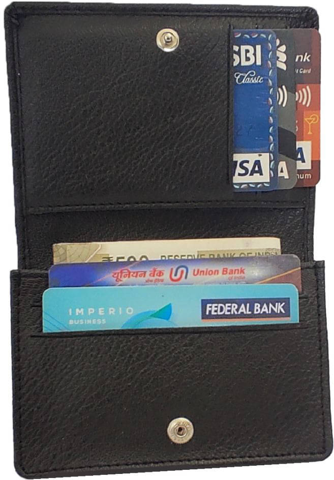     			HIDEFLIX PU Solid Men's Regular Wallet With 7 Slots For Card ( Black , Pack of 1 )