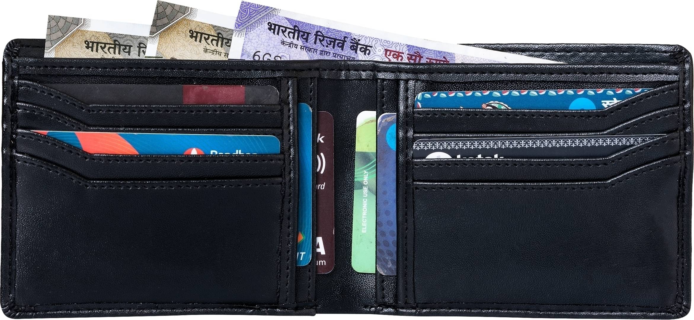     			HIDEFLIX PU Solid Men's Regular Wallet With 10 Slots For Card ( Black , Pack of 1 )