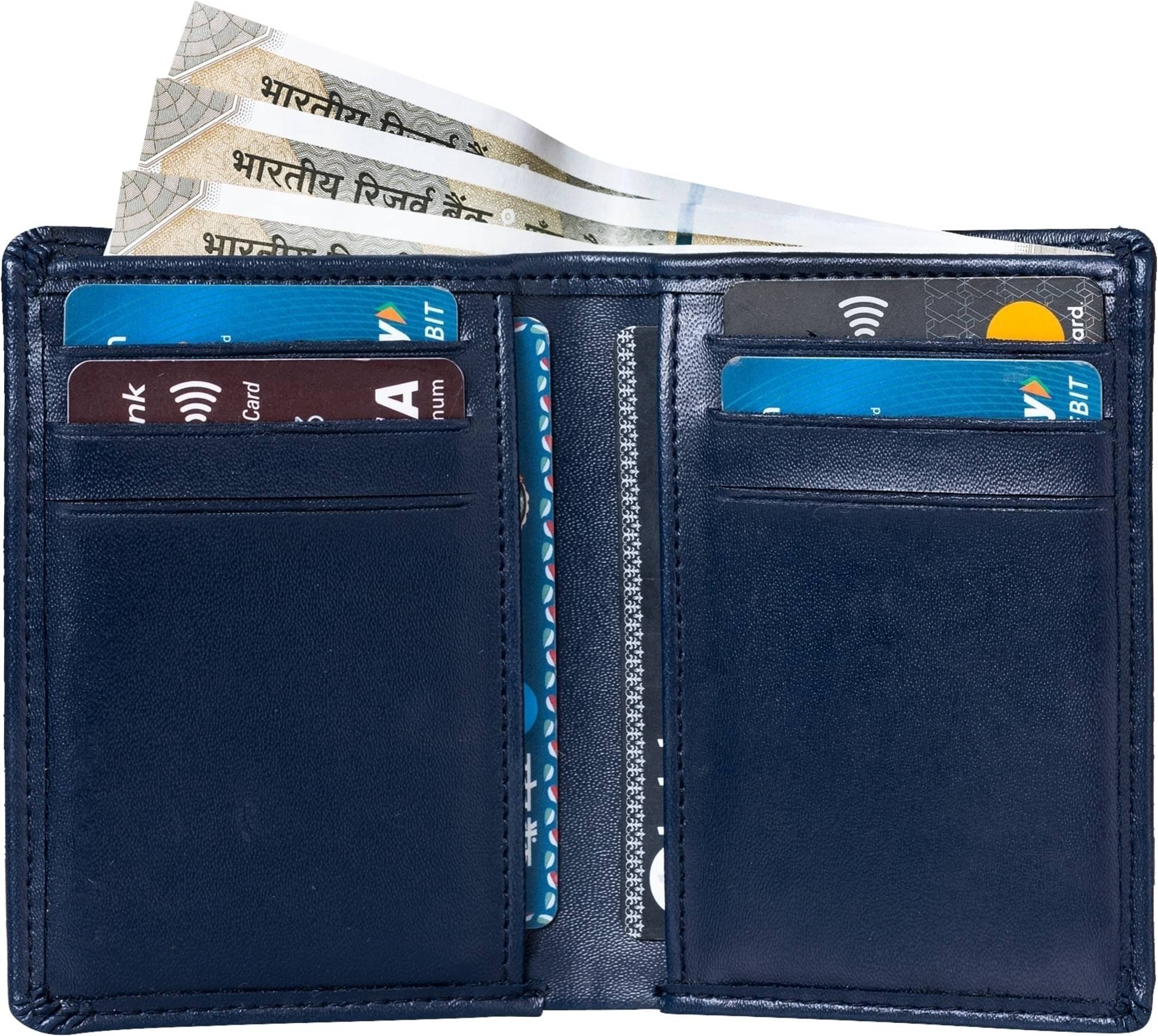     			HIDEFLIX PU Solid Men's Regular Wallet With 8 Slots For Card ( Blue , Pack of 1 )