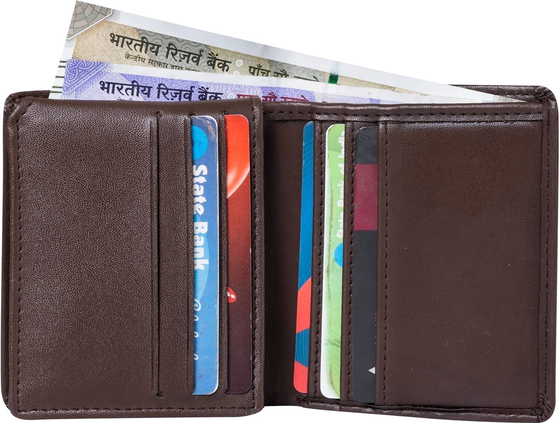     			HIDEFLIX PU Solid Men's Regular Wallet With 8 Slots For Card ( Brown , Pack of 1 )