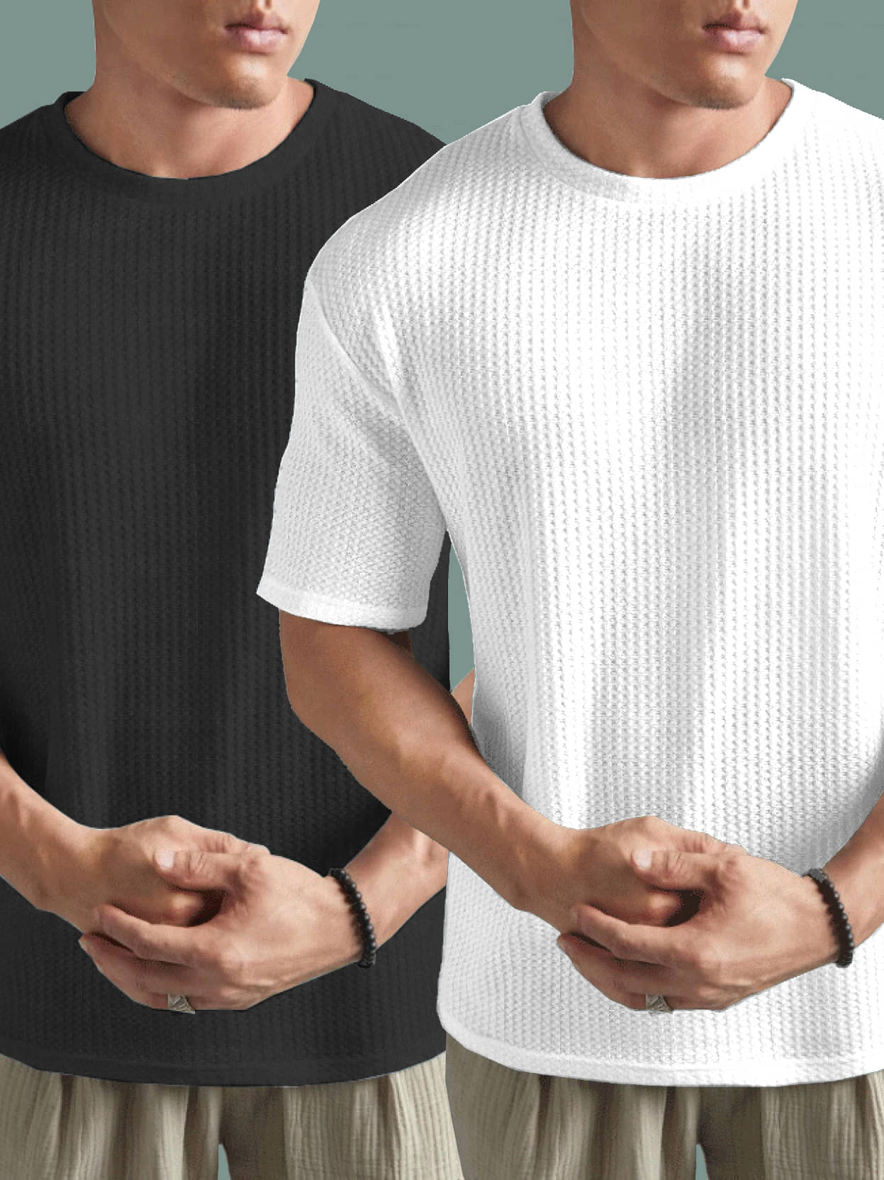     			Hushbucks Polyester Regular Fit Self Design Half Sleeves Men's Round T-Shirt - Black ( Pack of 2 )