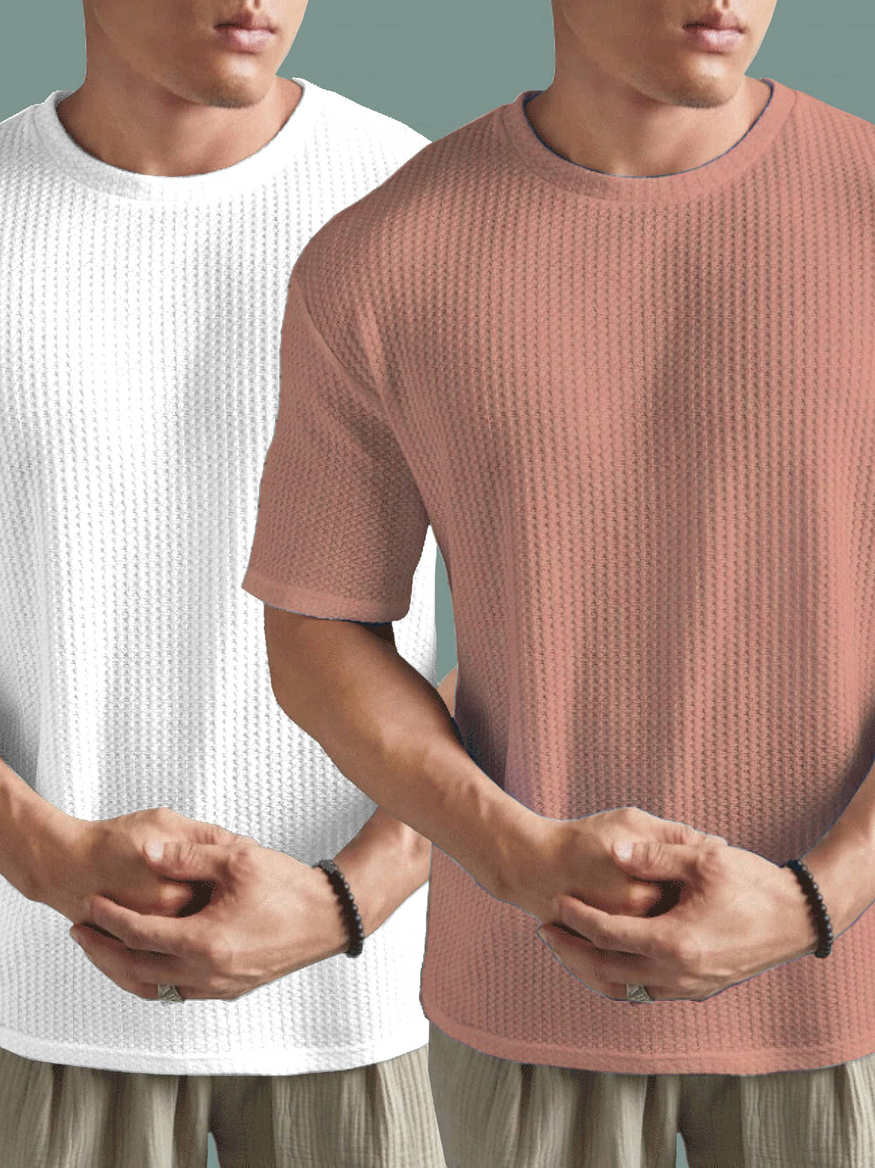 Hushbucks Polyester Regular Fit Self Design Half Sleeves Men's Round T-Shirt - Pink ( Pack of 2 ) Hushbucks Polyester Regular Fit Self Design Half Sleeves Men's Round T-Shirt - Pink ( Pack of 2 )