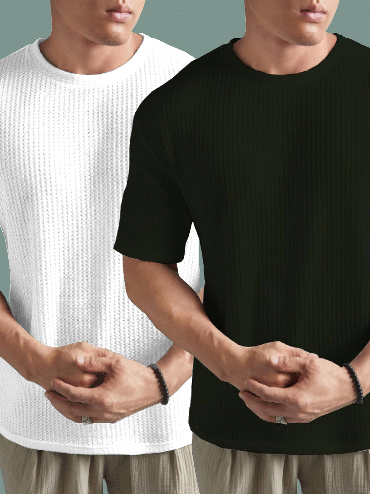     			Hushbucks Polyester Regular Fit Self Design Half Sleeves Men's Round T-Shirt - Black ( Pack of 2 )