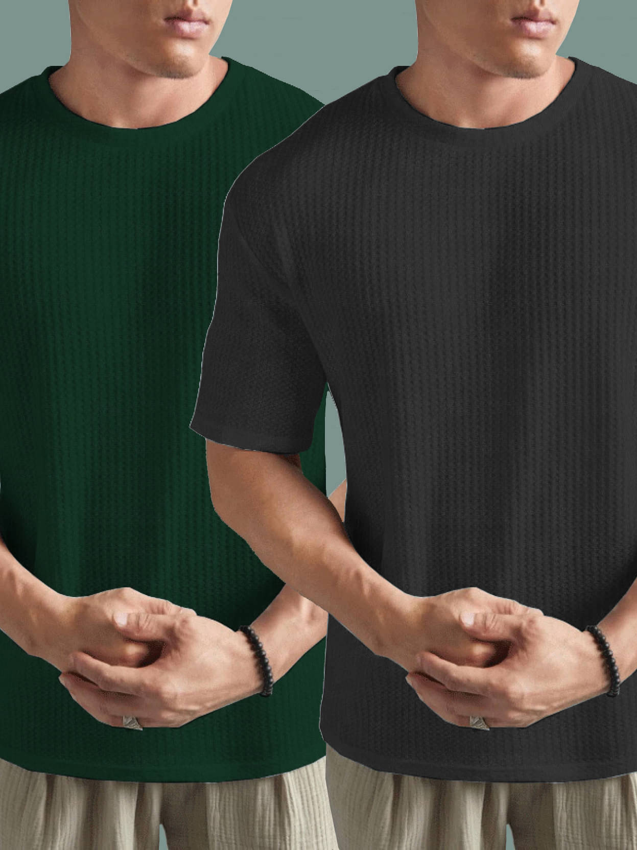     			Hushbucks Polyester Regular Fit Self Design Half Sleeves Men's Round T-Shirt - Grey ( Pack of 2 )