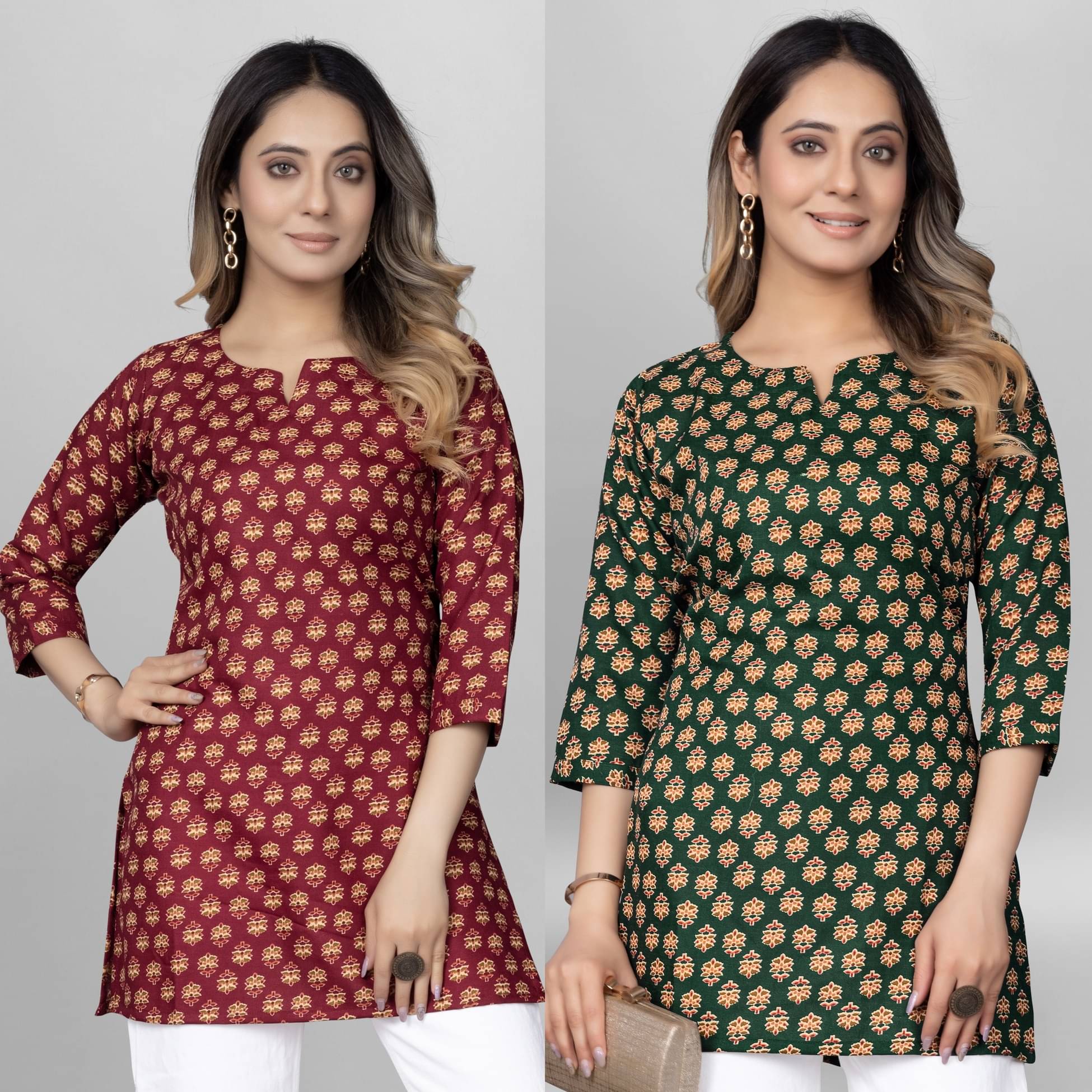     			Cotton Blend Short Kurti For Women (Pack of 2)