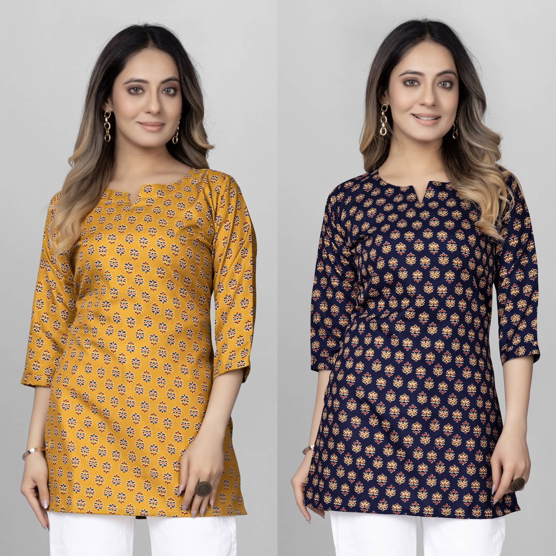 KALAVRITTA Pack of 2 Cotton Blend Printed Straight Women's Kurti - ( Multicolor ) - Kurtis, Tunics | Buy online on ZillyBuy