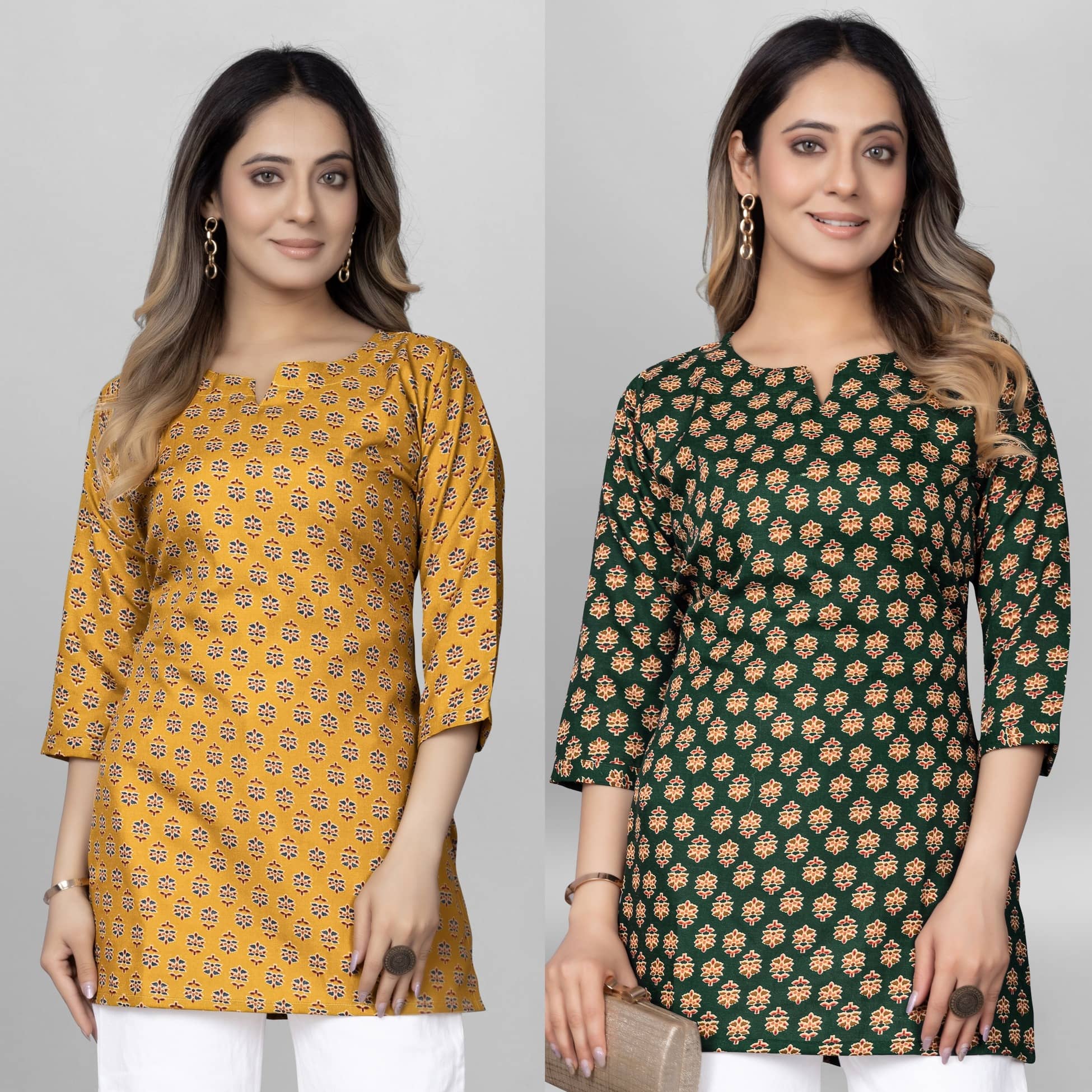 Cotton Blend Short Kurti For Women (Pack of 2) - Kurtis, Tunics | Buy online on ZillyBuy