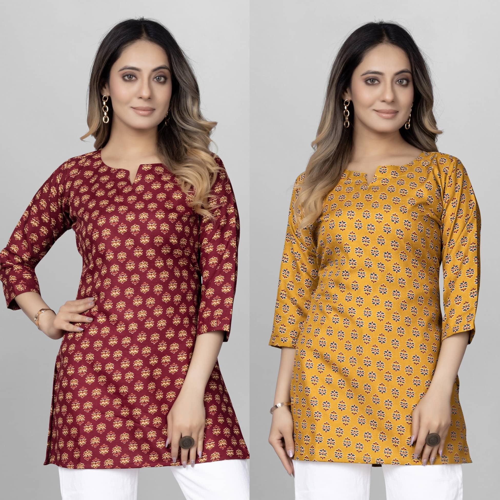 Cotton Blend Short Kurti For Women (Pack of 2) - Kurtis, Tunics | Buy online on ZillyBuy