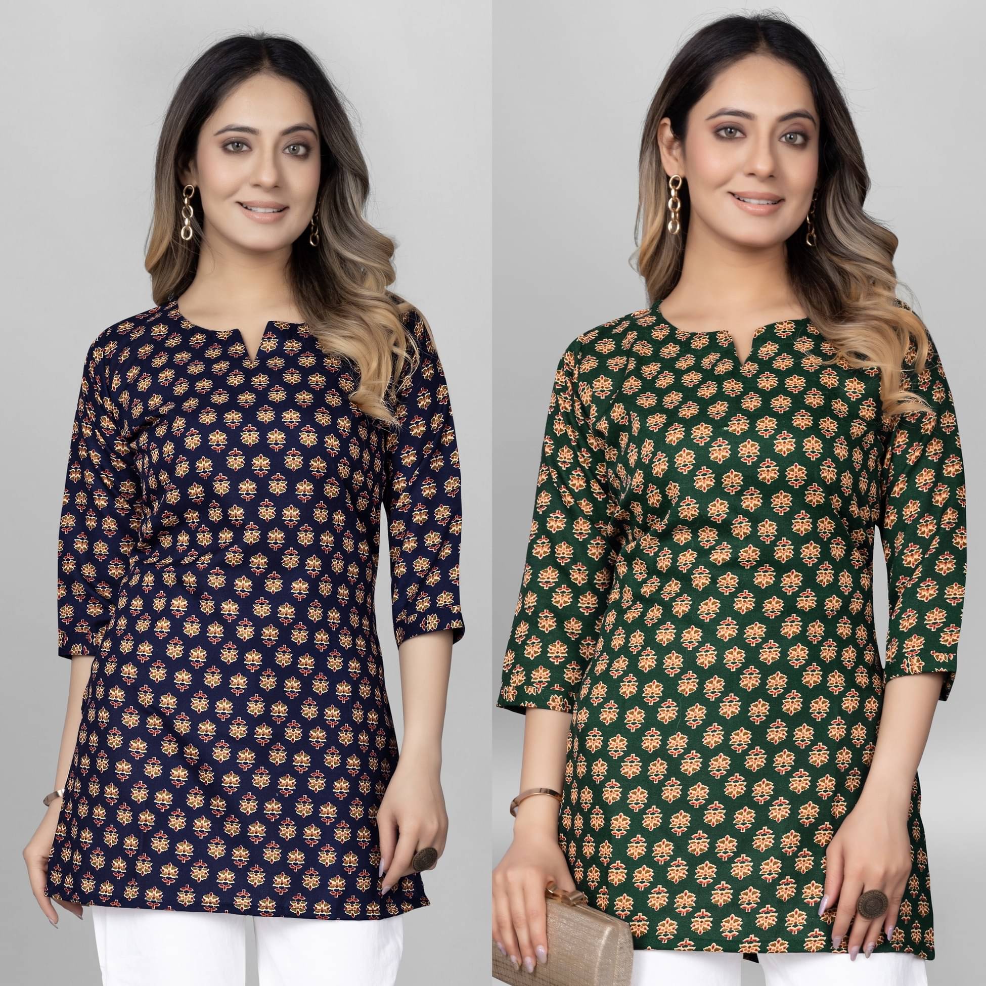     			KALAVRITTA Pack of 2 Cotton Blend Printed Straight Women's Kurti - ( Multicolor )