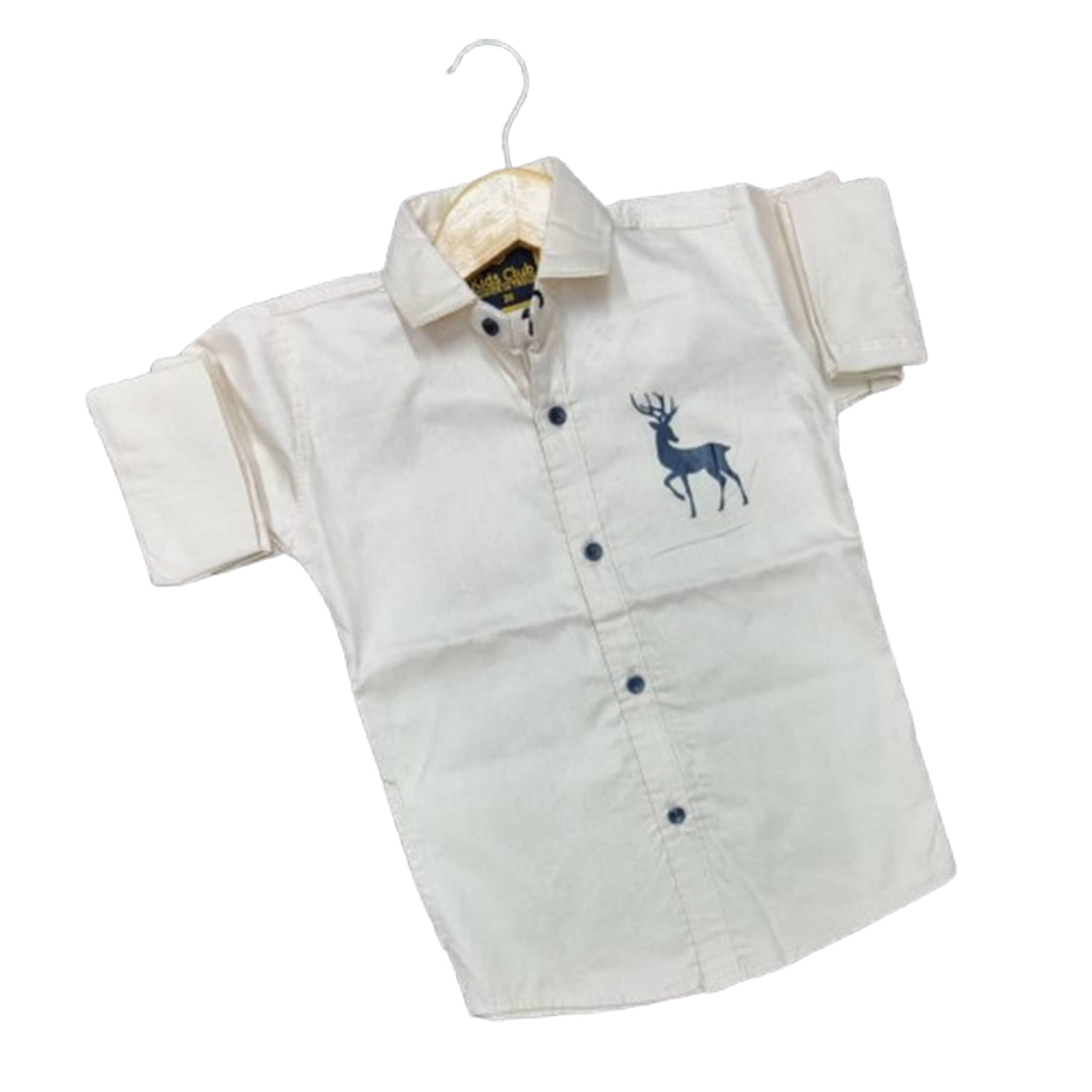 KIDS CLUB Pack of 1 Boys 100% Cotton Full Sleeves Shirt ( Cream )     			KIDS CLUB Pack of 1 Boys 100% Cotton Full Sleeves Shirt ( Cream )