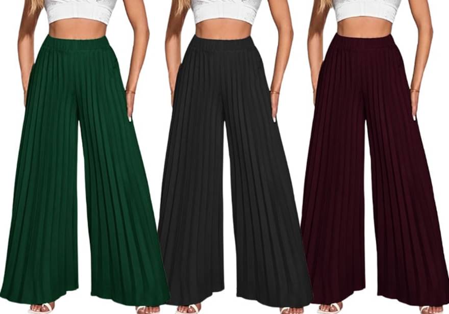     			Kintu Parantu Pack of 3 Polyester Straight Women's Palazzos ( Multicolor 4 )