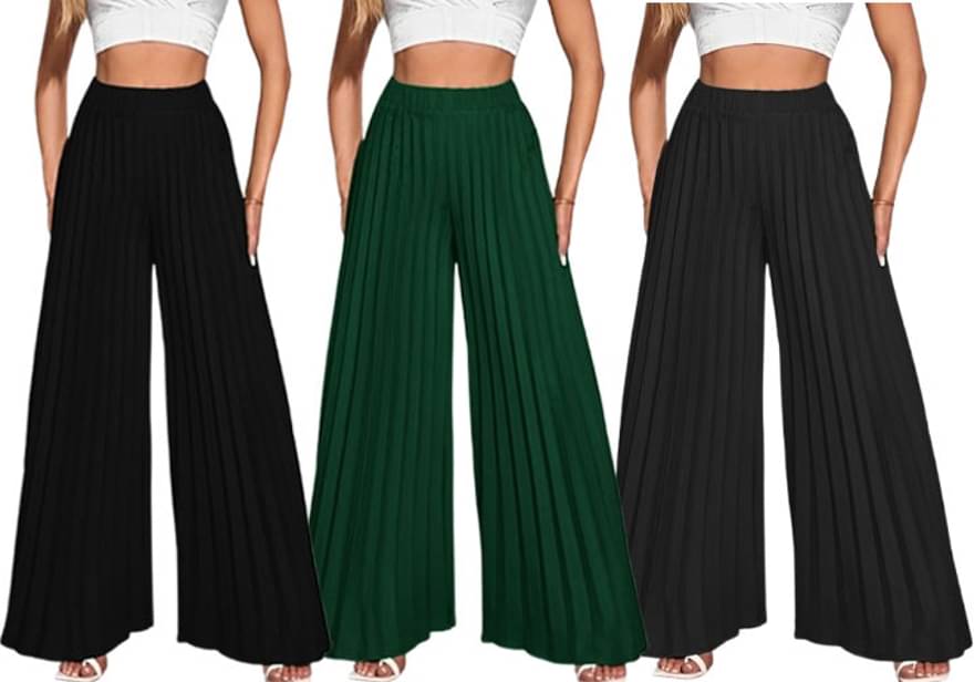     			Kintu Parantu Pack of 3 Polyester Straight Women's Palazzos ( Multicolor 1 )