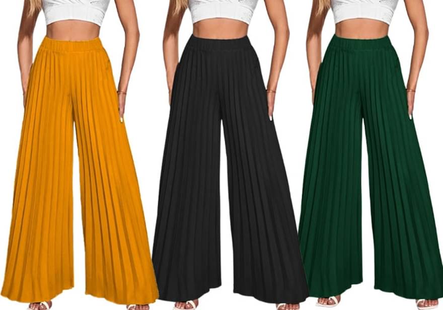     			Kintu Parantu Pack of 3 Polyester Straight Women's Palazzos ( Multicolor 13 )