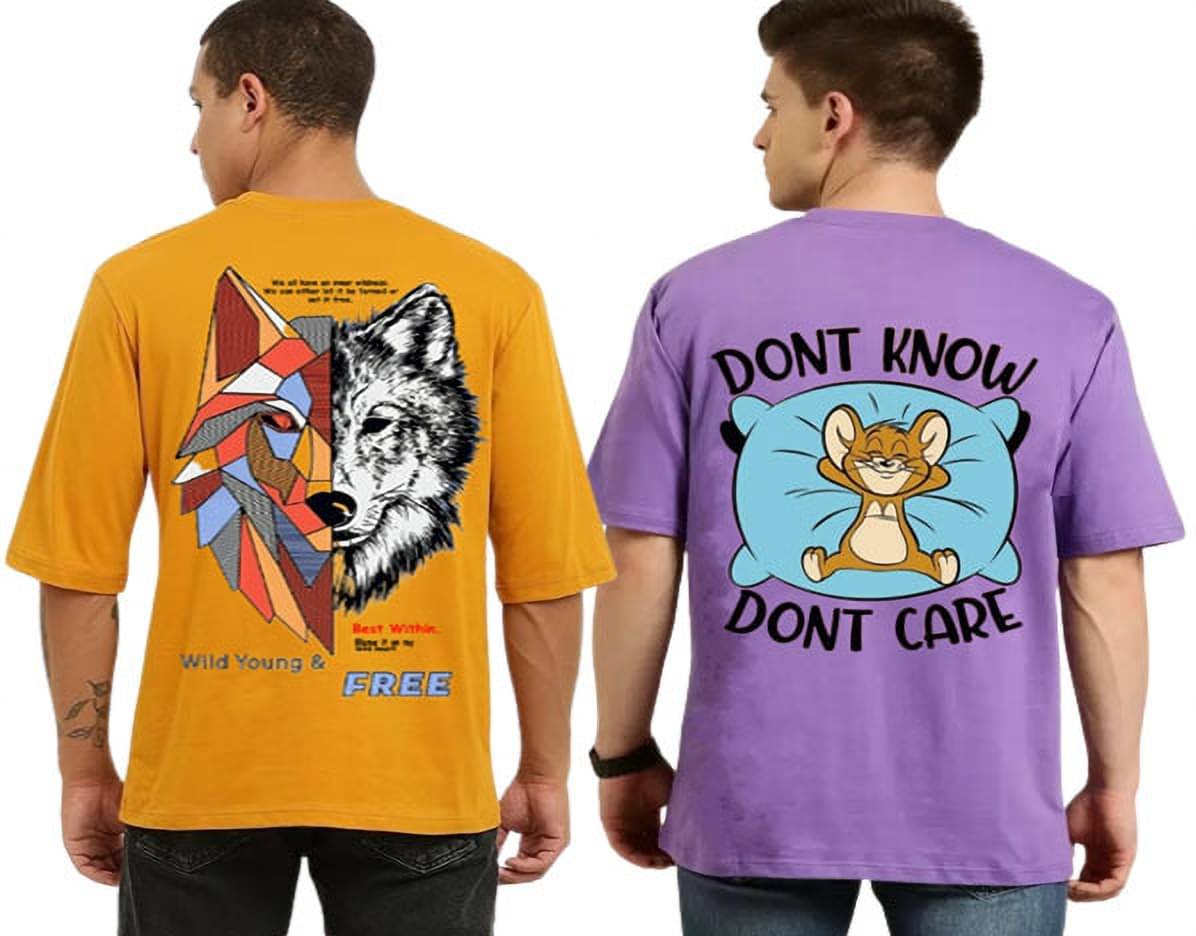 Kushi flyer Polyester Regular Fit Printed Half Sleeves Men's Round T-Shirt - Multicolor7 ( Pack of 2 )     			Kushi flyer Polyester Regular Fit Printed Half Sleeves Men's Round T-Shirt - Multicolor7 ( Pack of 2 )