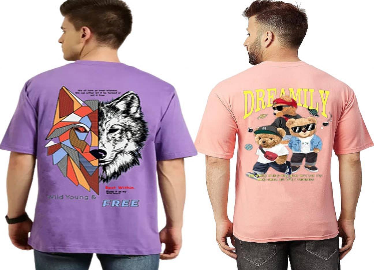     			Kushi flyer Polyester Regular Fit Printed Half Sleeves Men's Round T-Shirt - Multicolor2 ( Pack of 2 )