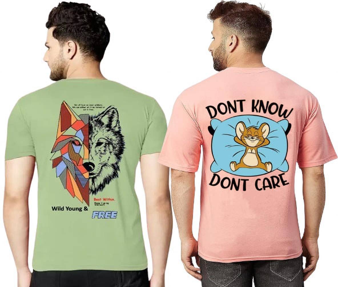 Kushi flyer Polyester Regular Fit Printed Half Sleeves Men's Round T-Shirt - Multicolor11 ( Pack of 2 )     			Kushi flyer Polyester Regular Fit Printed Half Sleeves Men's Round T-Shirt - Multicolor11 ( Pack of 2 )