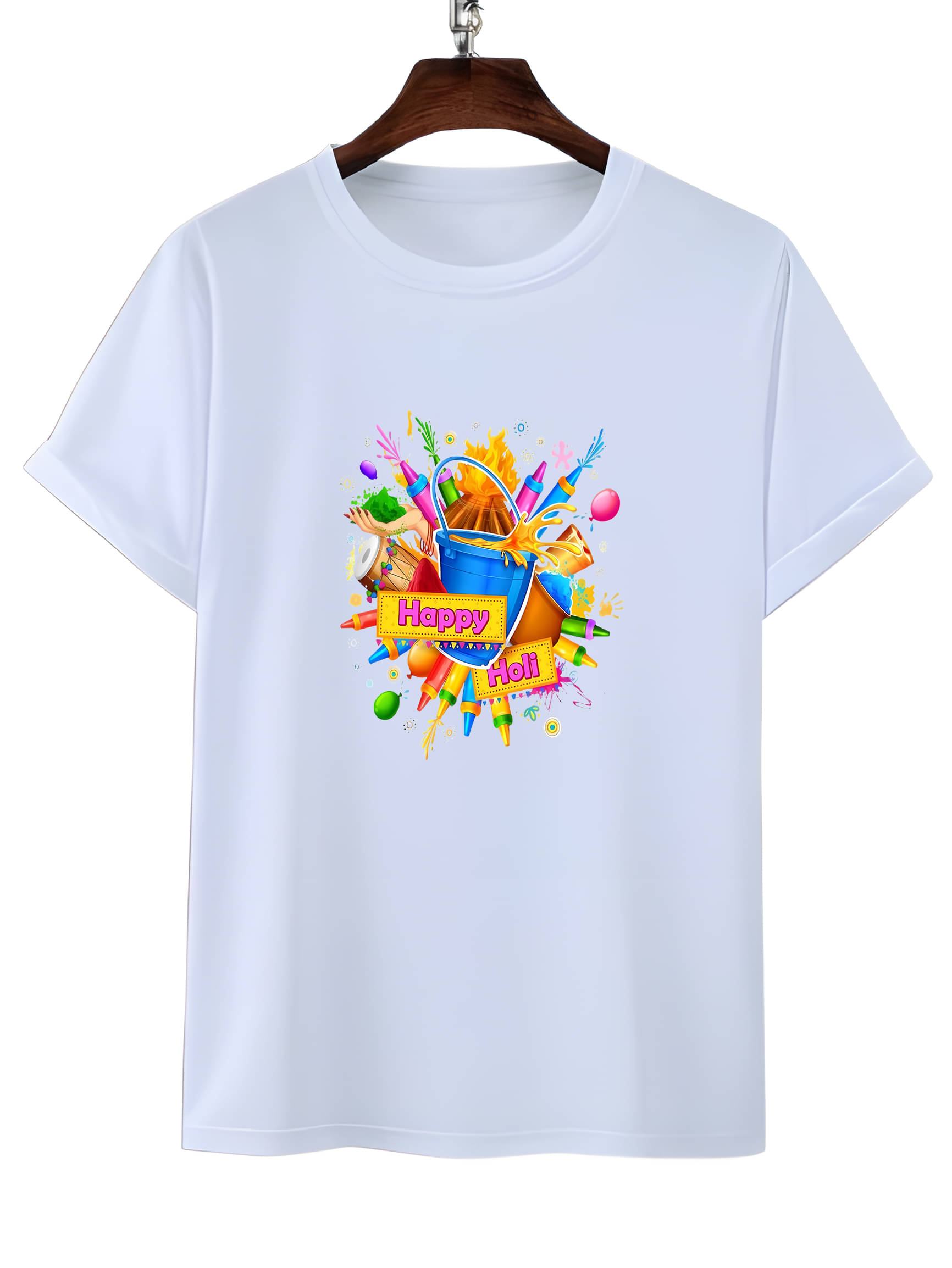     			LUXELOOT Polyester Regular Fit Printed Half Sleeves Men's Round T-Shirt - White ( Pack of 1 )