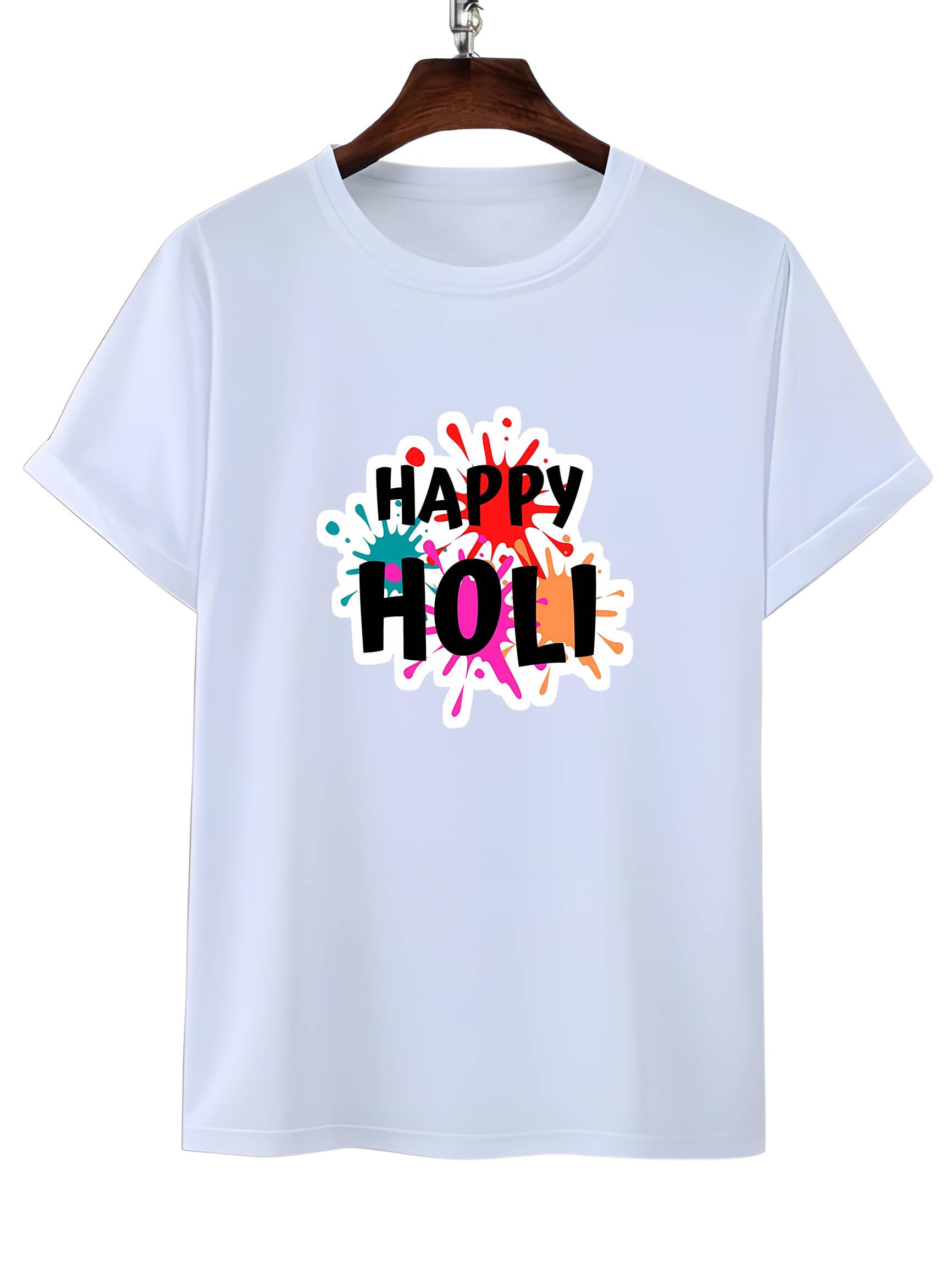     			LUXELOOT Polyester Regular Fit Printed Half Sleeves Men's Round T-Shirt - White ( Pack of 1 )