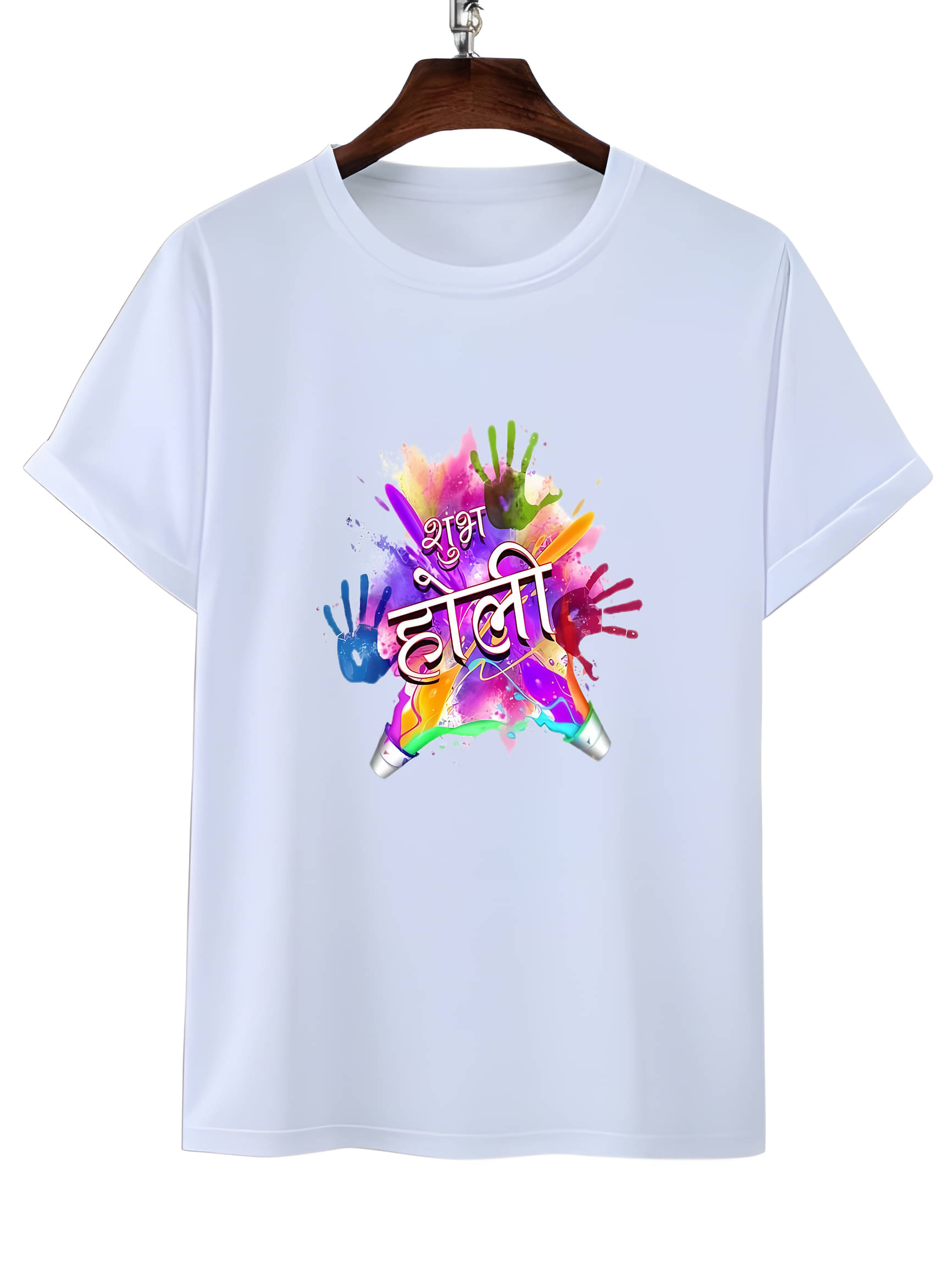     			LUXELOOT Polyester Regular Fit Printed Half Sleeves Men's Round T-Shirt - White ( Pack of 1 )