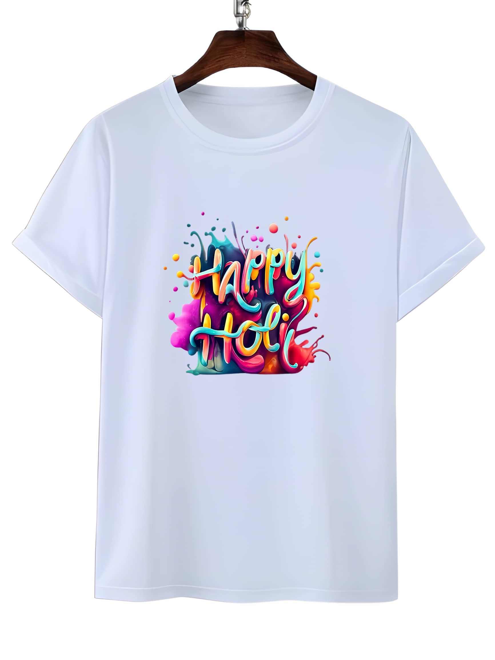 LUXELOOT Polyester Regular Fit Printed Half Sleeves Men's Round T-Shirt - White ( Pack of 1 )