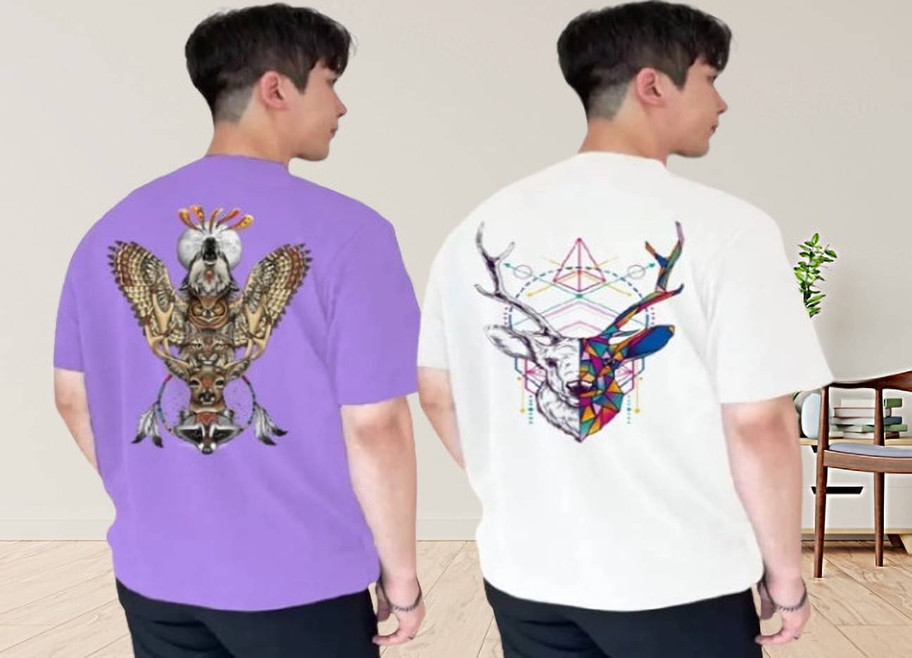 Lecowar Polyester Regular Fit Printed Half Sleeves Men's Round T-Shirt - Multicolor1 ( Pack of 2 ) Lecowar Polyester Regular Fit Printed Half Sleeves Men's Round T-Shirt - Multicolor1 ( Pack of 2 )