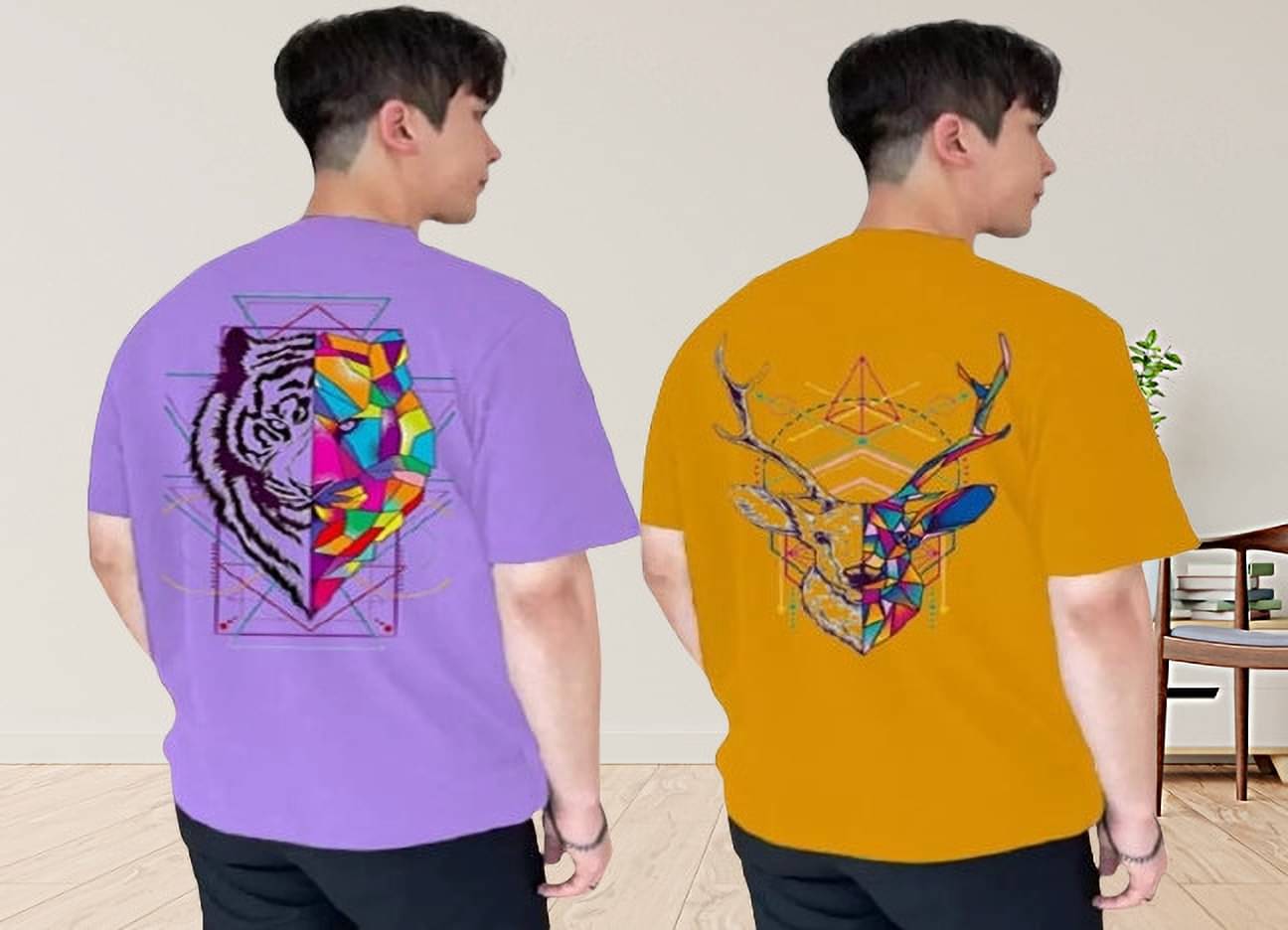     			Lecowar Polyester Regular Fit Printed Half Sleeves Men's Round T-Shirt - Multicolor5 ( Pack of 2 )