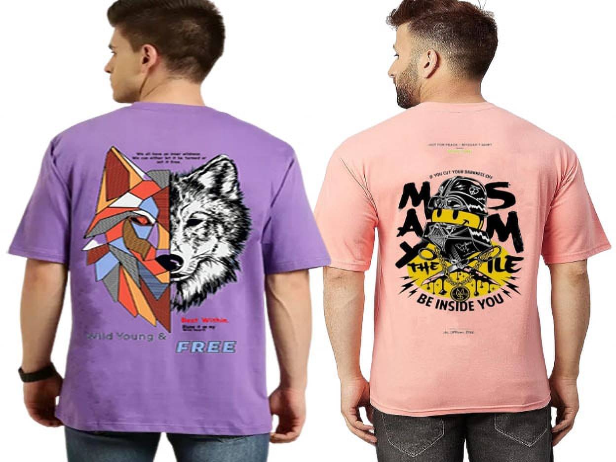 Lecowar Polyester Regular Fit Printed Half Sleeves Men's Round T-Shirt - Multicolor11 ( Pack of 2 ) Lecowar Polyester Regular Fit Printed Half Sleeves Men's Round T-Shirt - Multicolor11 ( Pack of 2 )