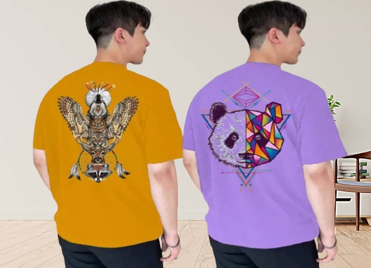     			Lecowar Polyester Regular Fit Printed Half Sleeves Men's Round T-Shirt - Multicolor15 ( Pack of 2 )