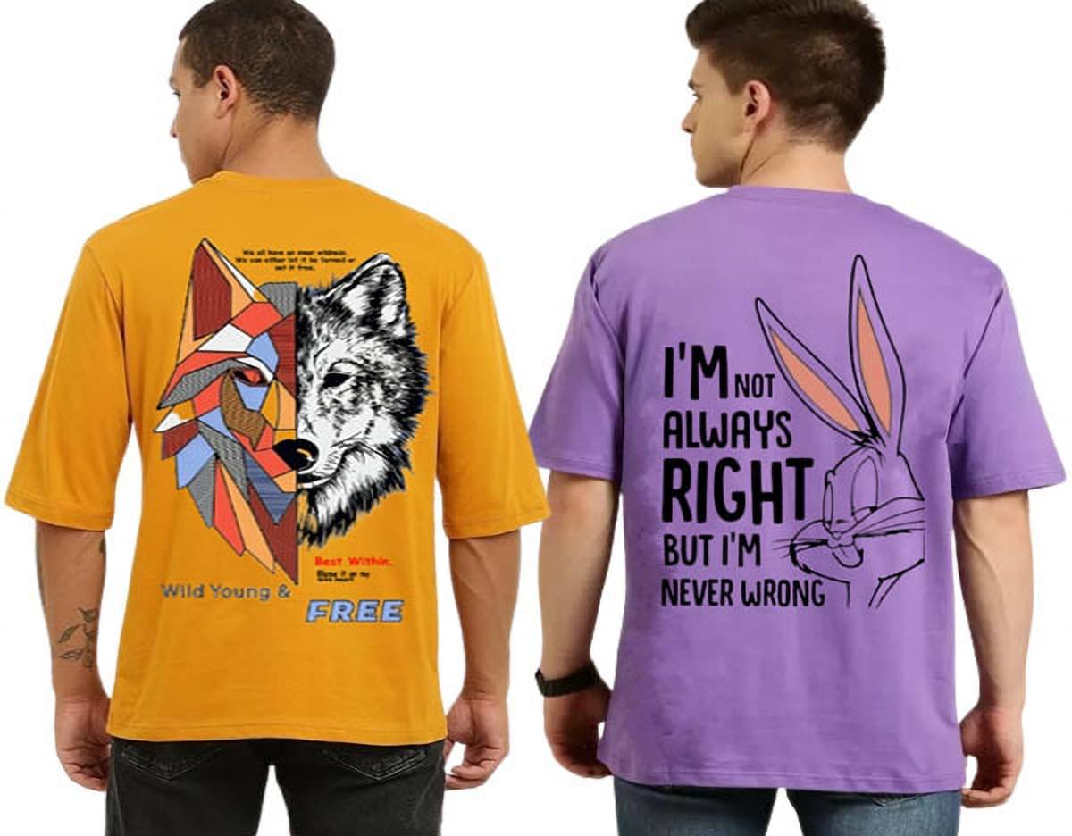 Lecowar Polyester Regular Fit Printed Half Sleeves Men's Round T-Shirt - Multicolor4 ( Pack of 2 ) Lecowar Polyester Regular Fit Printed Half Sleeves Men's Round T-Shirt - Multicolor4 ( Pack of 2 )