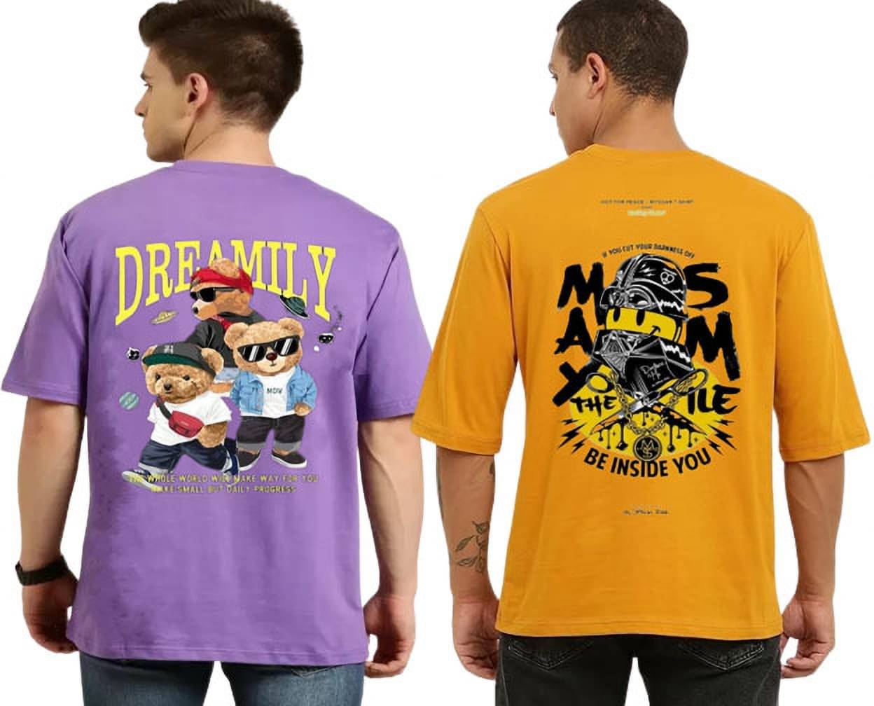 Lecowar Polyester Regular Fit Printed Half Sleeves Men's Round T-Shirt - Multicolor10 ( Pack of 2 ) Lecowar Polyester Regular Fit Printed Half Sleeves Men's Round T-Shirt - Multicolor10 ( Pack of 2 )