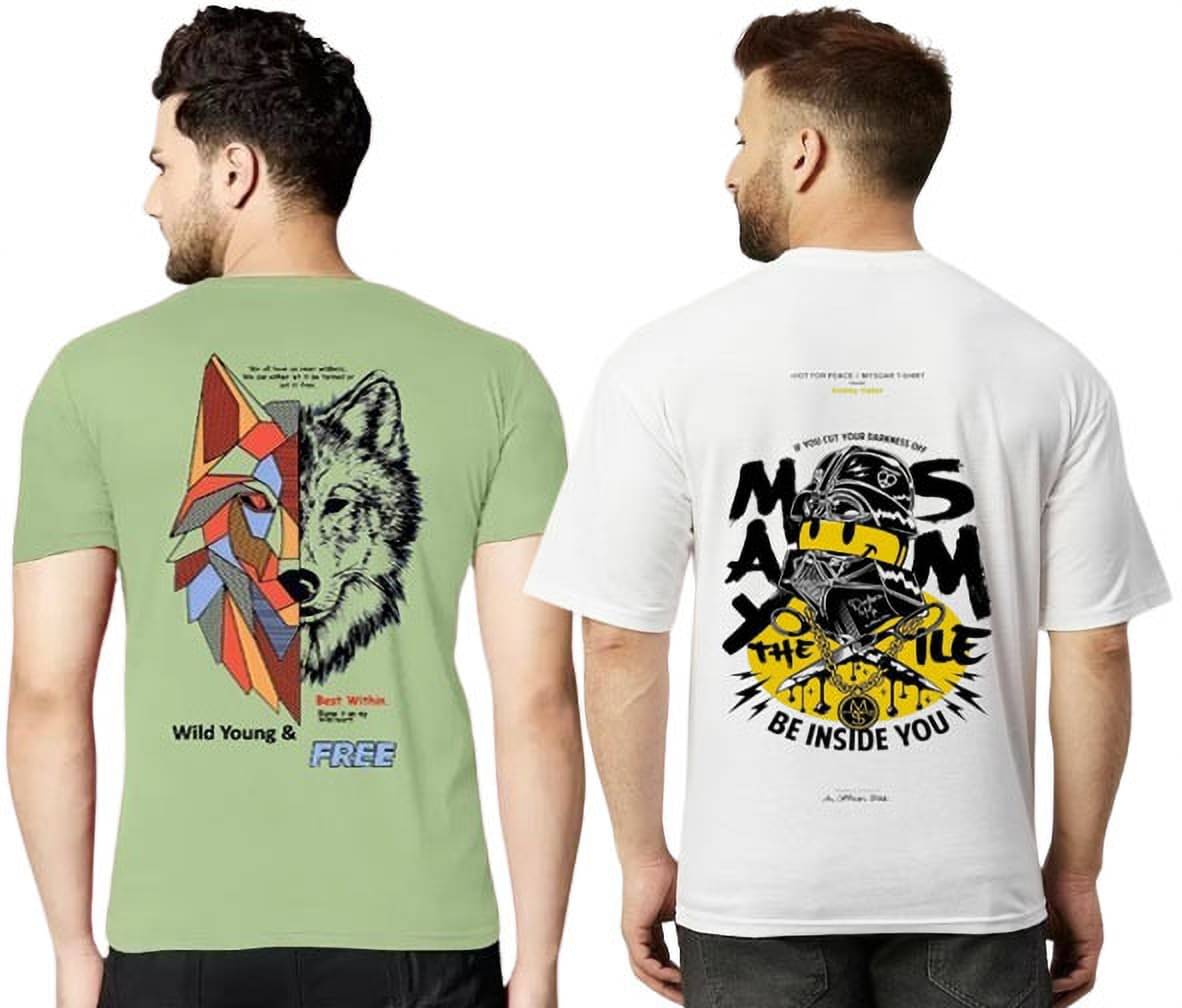     			Lecowar Polyester Regular Fit Printed Half Sleeves Men's Round T-Shirt - Multicolor3 ( Pack of 2 )