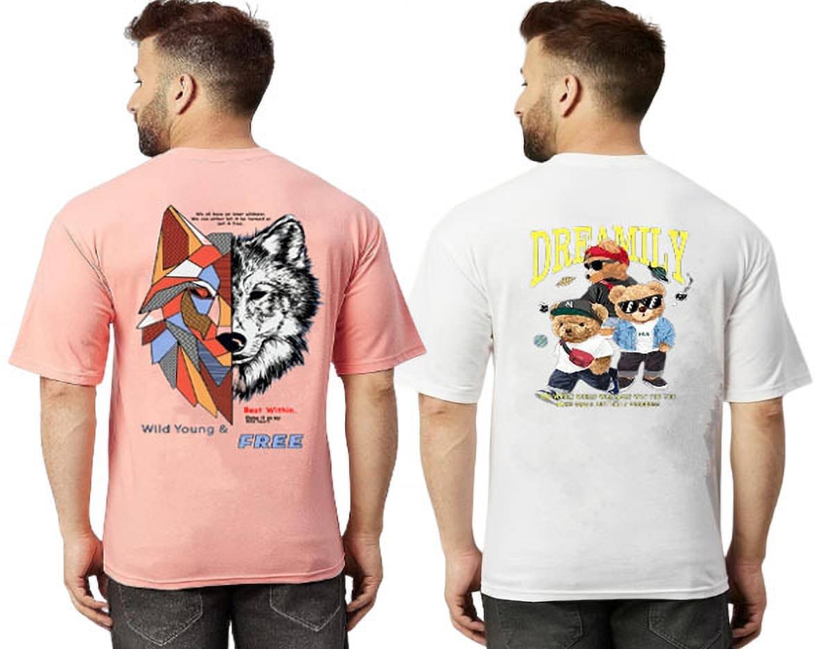     			Lecowar Polyester Regular Fit Printed Half Sleeves Men's Round T-Shirt - Multicolor3 ( Pack of 2 )