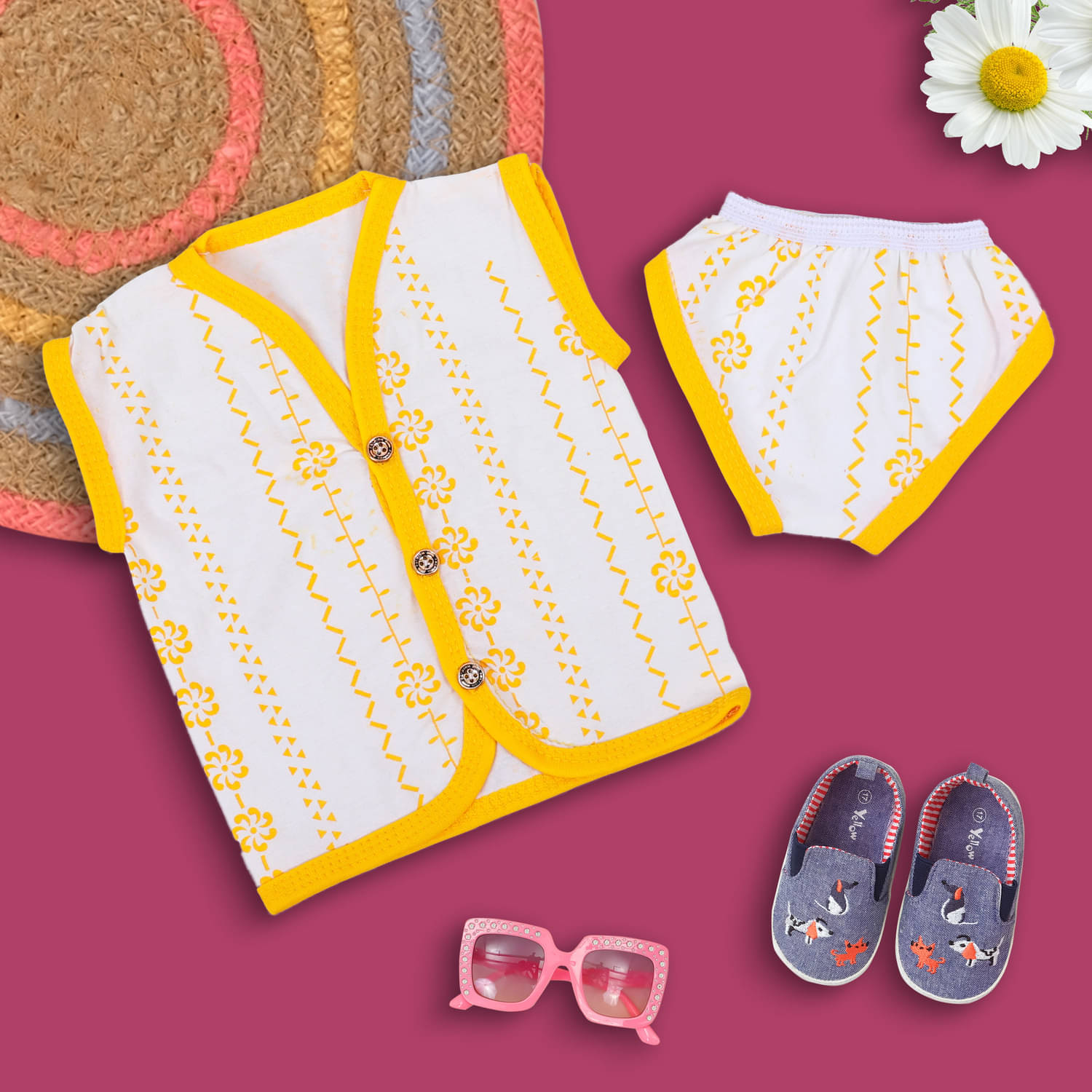     			M.MONGELA DRESSES Pack of 1 Baby Boys Cotton T-Shirt & Pants Set ( Yellow )