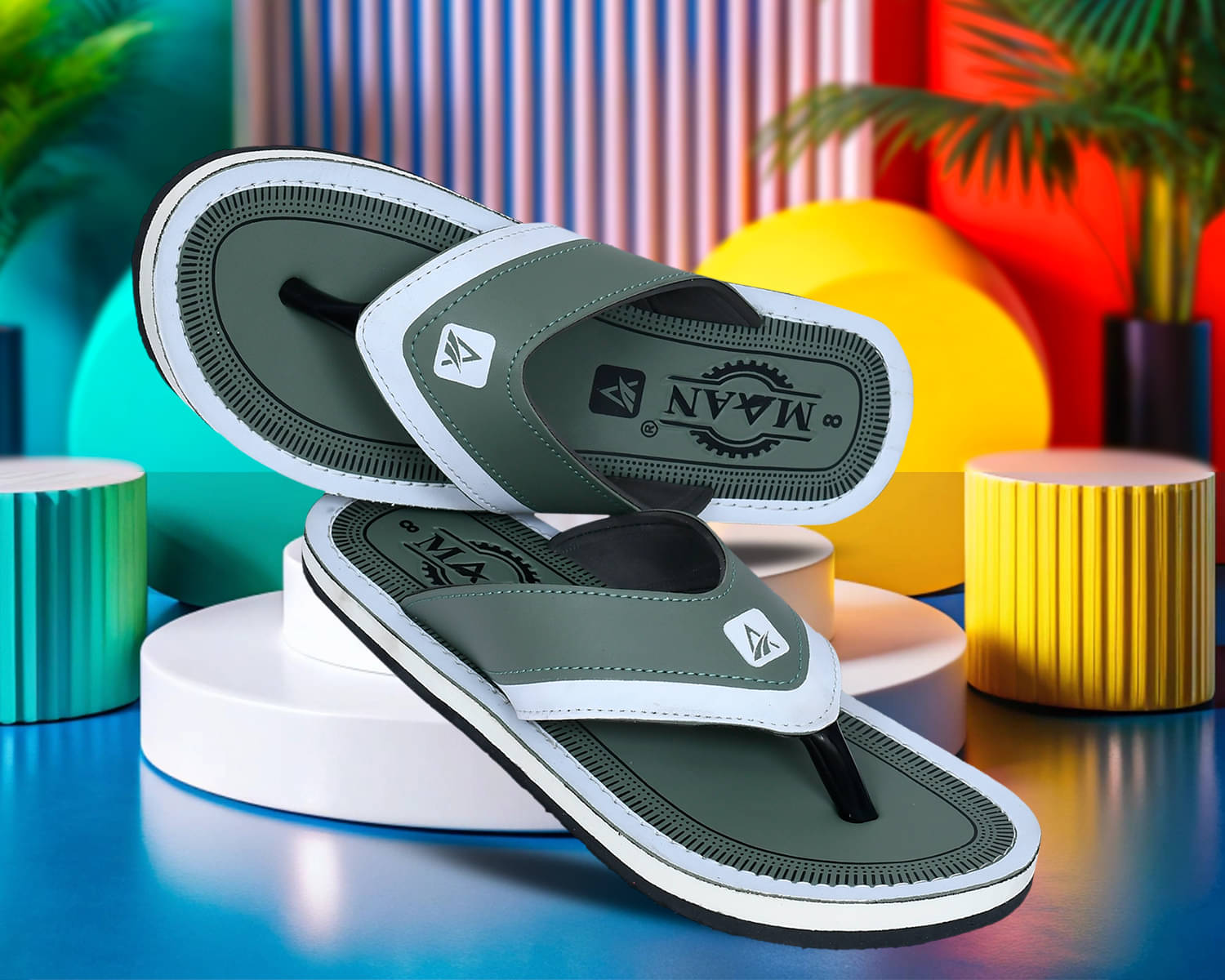     			MAAN Green Men's Thong Flip Flop