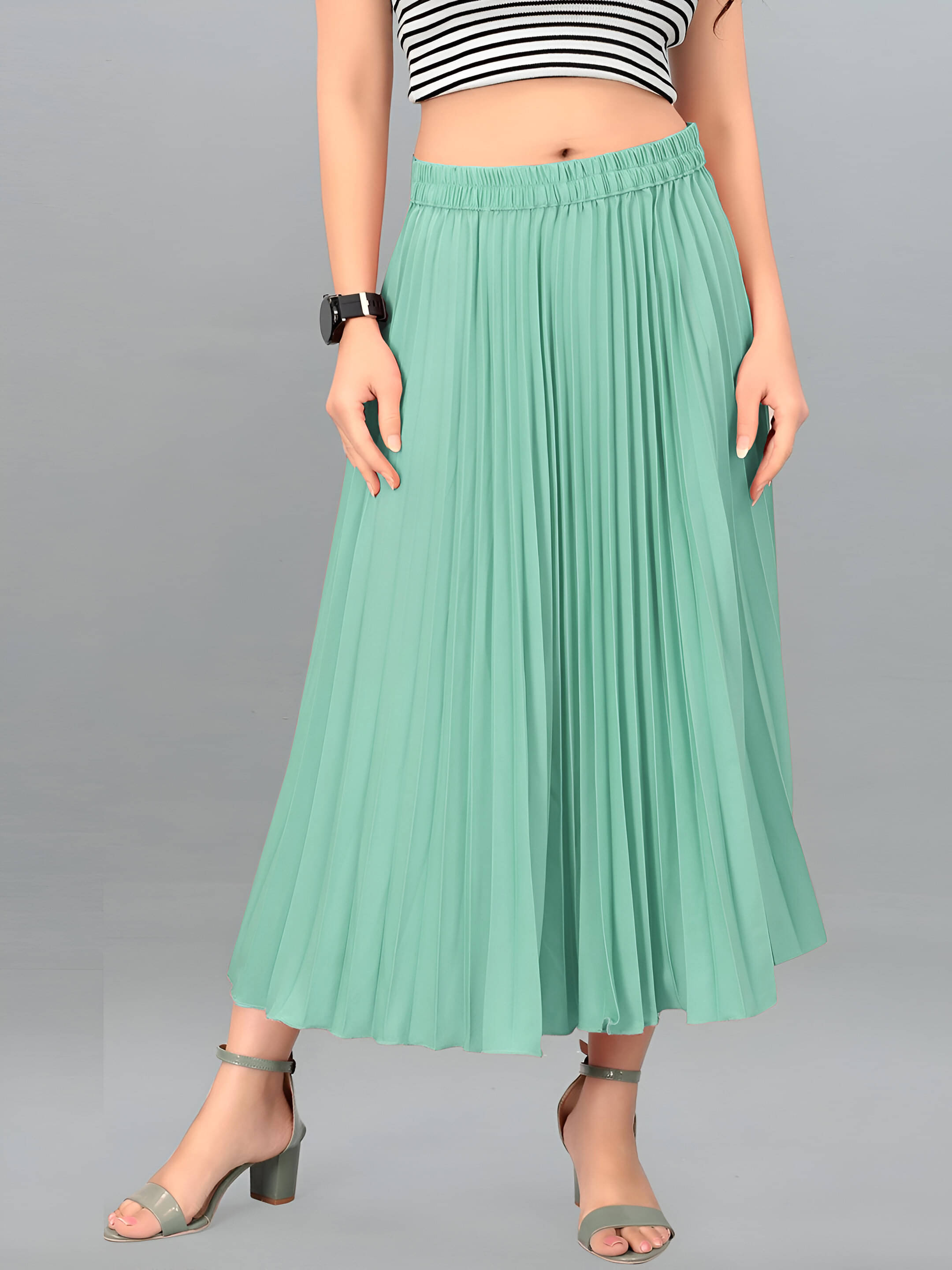 OTABU Light Green Rayon Women's Flared Skirt ( Pack of 1 )     			OTABU Light Green Rayon Women's Flared Skirt ( Pack of 1 )