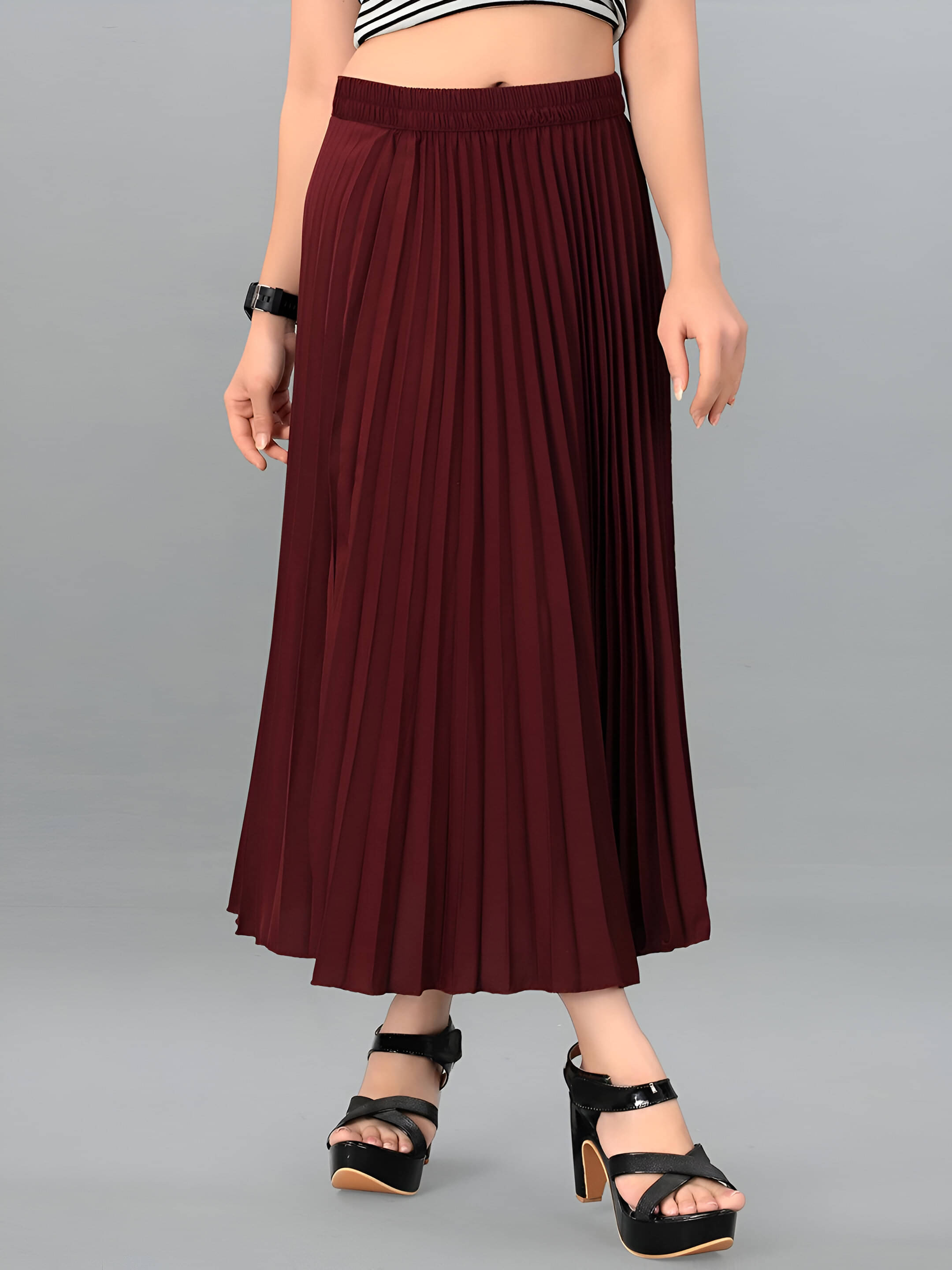 OTABU Maroon Rayon Women's Flared Skirt ( Pack of 1 ) OTABU Maroon Rayon Women's Flared Skirt ( Pack of 1 )