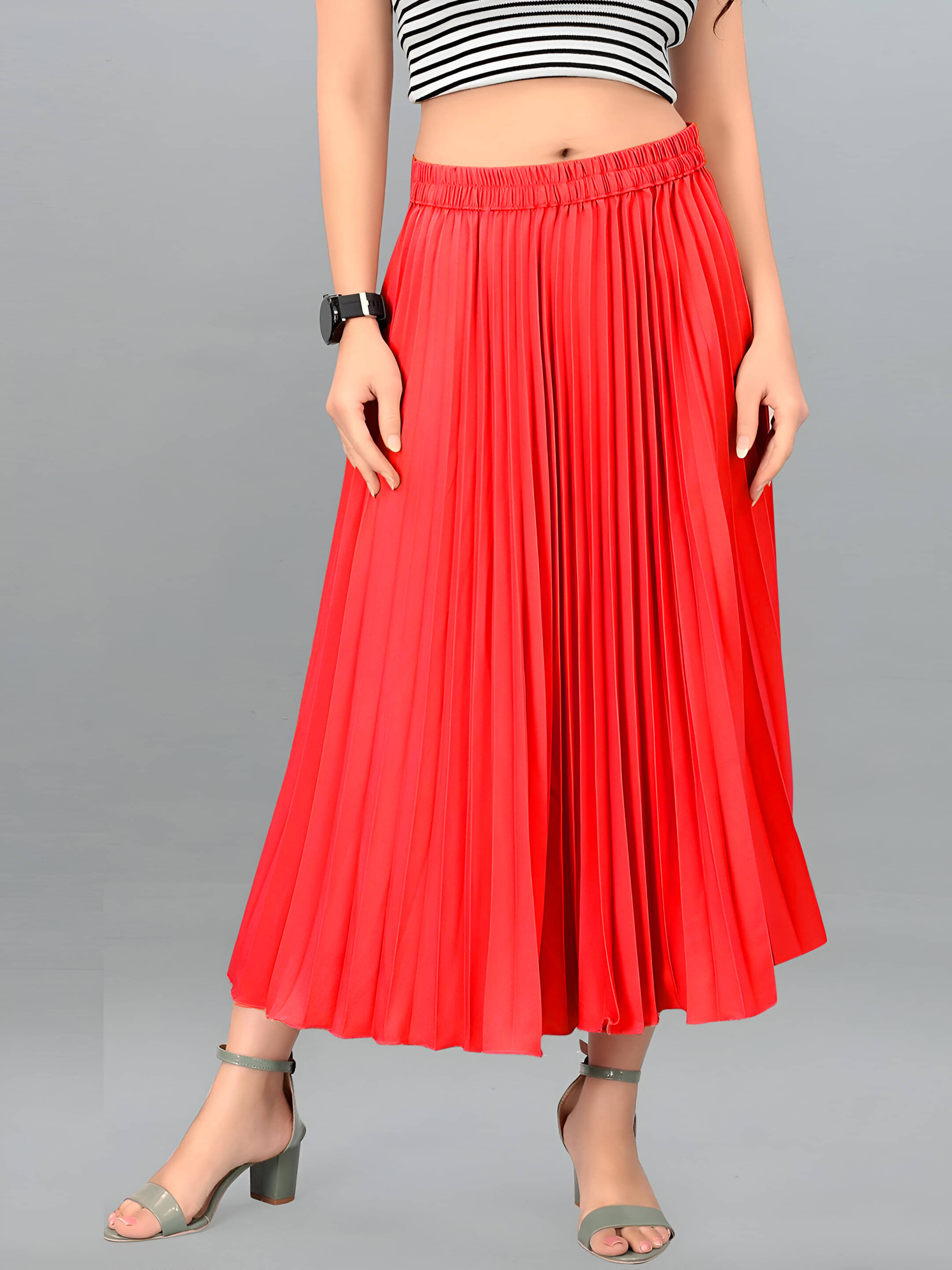     			OTABU Red Rayon Women's Flared Skirt ( Pack of 1 )
